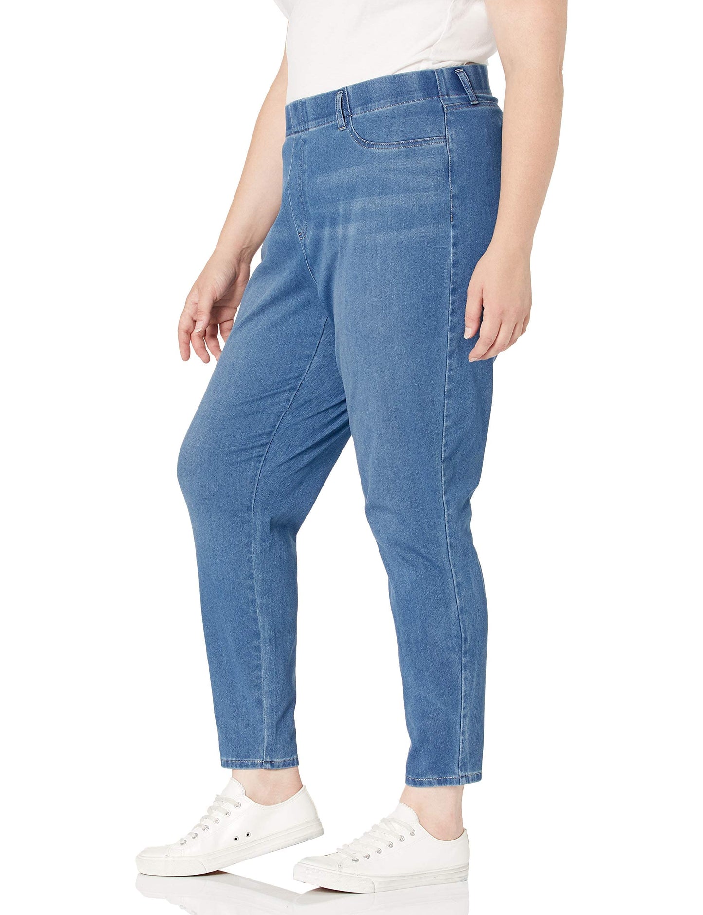 Amazon Essentials Women's Pull-On Knit Jegging (Available in Plus Size), Light Wash, Large