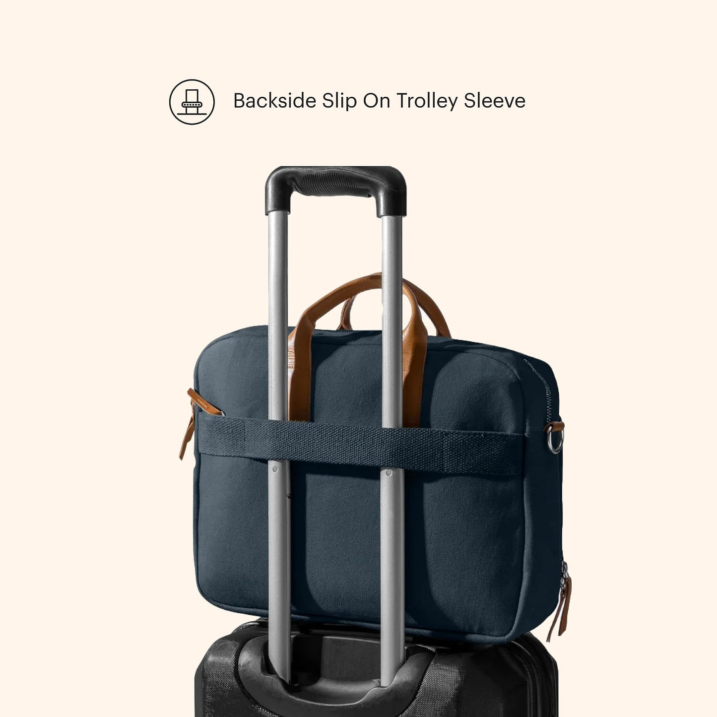 DailyObjects 100% Cotton Canvas Commute Laptop Messenger Bag for Men & Women | Travel Shoulder Handbag With Trolley Sleeve | Metal Zip Closure | Leather Handles | Padded Laptop Compartment For 16"