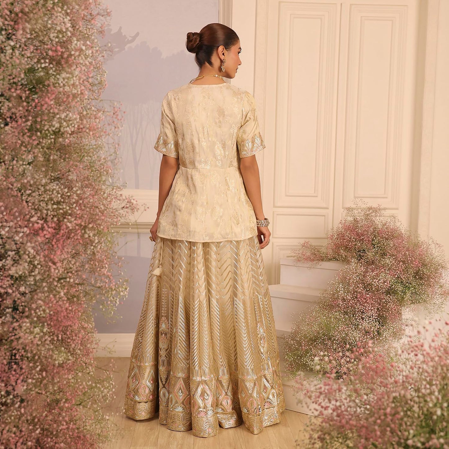 Biba Women's Viscose Lehenga Set (SKDZARI10202AW25BEG_Beige_34)