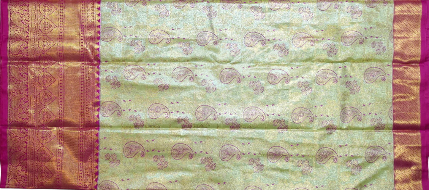 VFCollections Women's Kanchipuram Silk Pure Pattu Sarees With Blouse (VFC632-1)