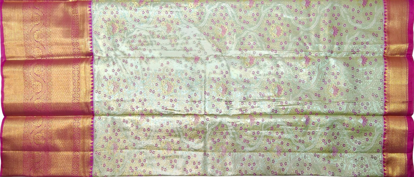 VFCollections Women's Kanchipuram Silk Pure Pattu Sarees With Blouse (VFC486-3)