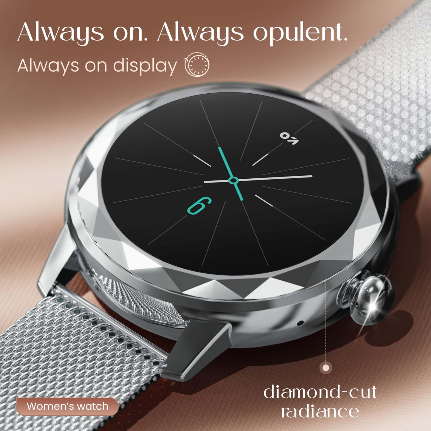GOBOULT Newly Launched Alora Smart Watch 1.19'' AMOLED Display, BT Calling, Rotating Bezel, 150+Watchfaces, 800 Nits Brightness, AI Voice Assistant, SpO2 Monitoring, 120+ Sports Mode (Silver)