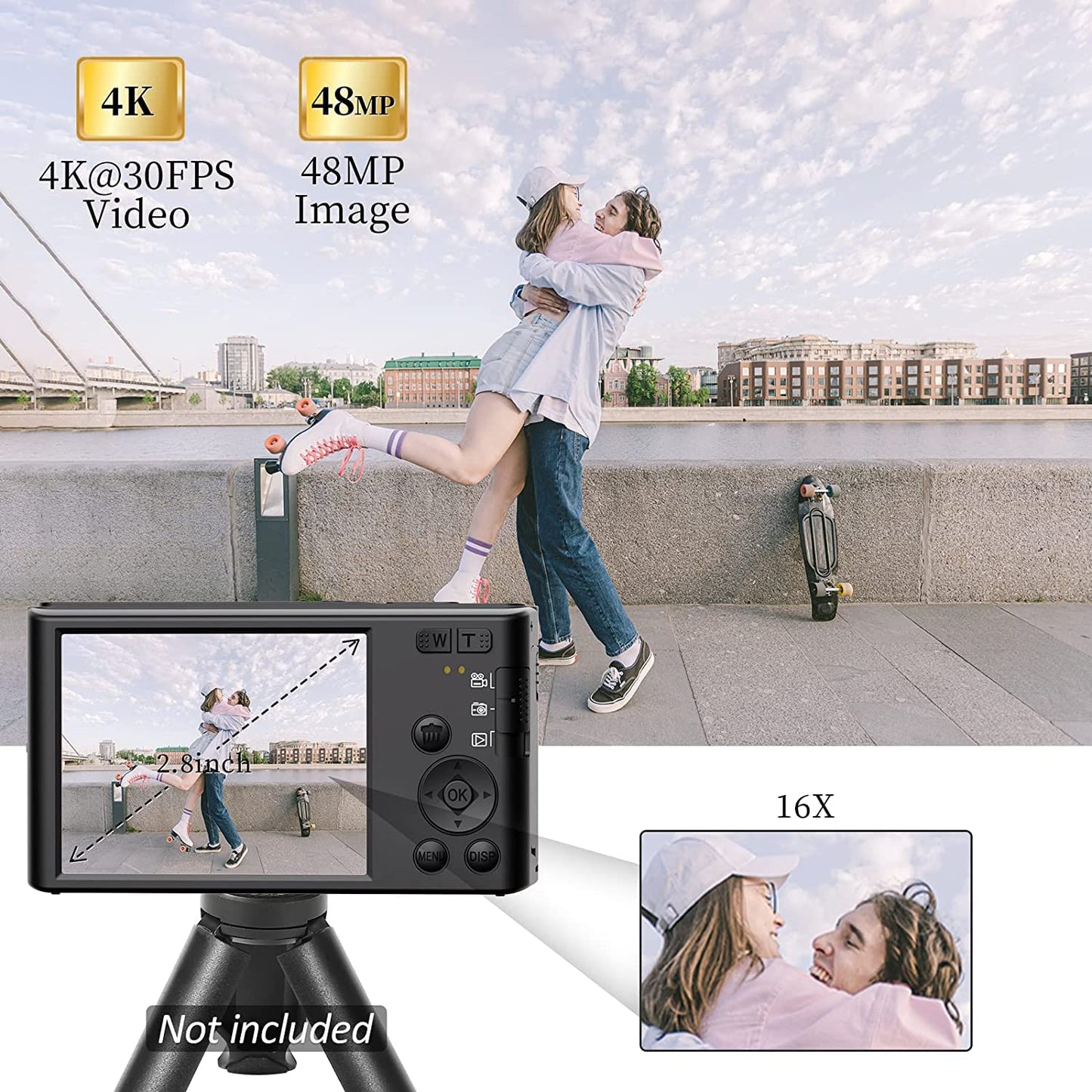 LEQTRONIQ 4K Digital 48 MP Camera with 32GB SD Card, 16x Digital Zoom & Autofocus for Recording, Vlogging, Streaming with 1 Year Warranty (2 Batteries)