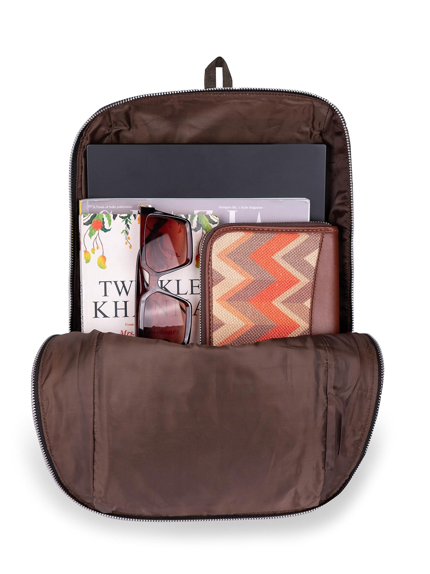 ZOUK Taj Guldasta Floral Printed Women Vegan Leather Black 14 inch, Stylish and Trendy College backpacks for girls - 15L