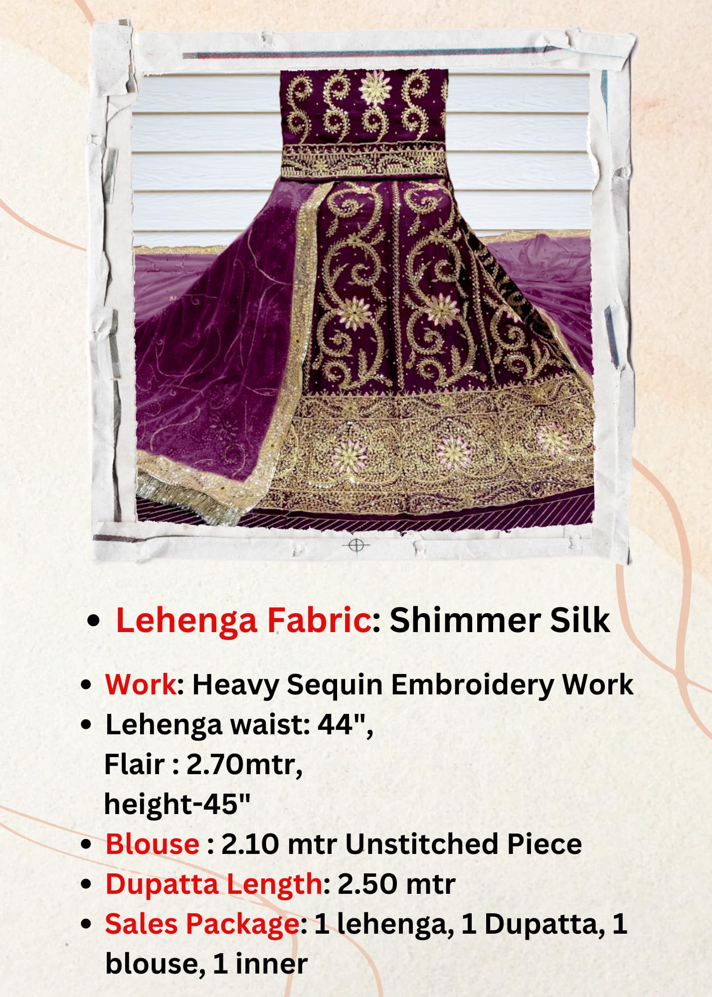 SHYAMLATA Fancy Heavy Embroidery And Sequins Work Shimmer Silk Semi-stitched Rajasthani Poshak || Rajputi Lehenga Choli For Women || Lehenga choli for women (Purple)