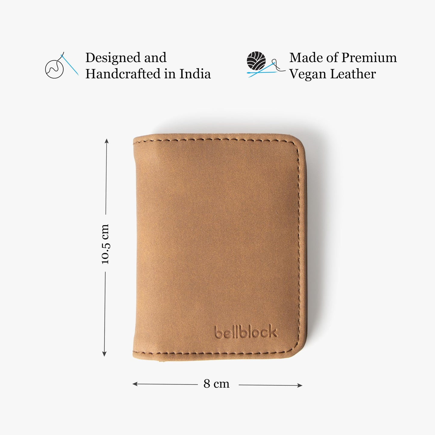 Bellblock Minimal Card Holder for Men/Women | Slim Handcrafted Mens Card Wallet | Upto 7 Cards & Folded Cash | Vegan Leather | Tangerine (Pack of 1)