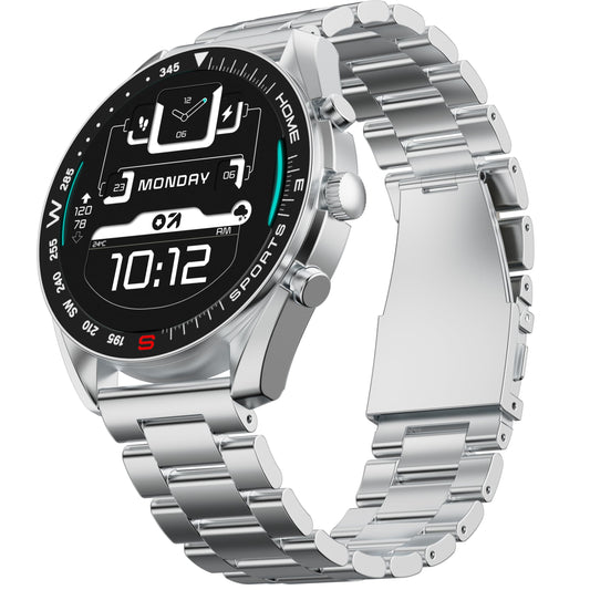 GOBOULT Mirage Smart Watch 1.39''HD Screen, Bluetooth Calling, IP67, Zinc Alloy Frame, 500 Nits Brightness, AI Voice Assistant, SpO2 Monitoring, 120+ Sports Mode (Inox Steel)