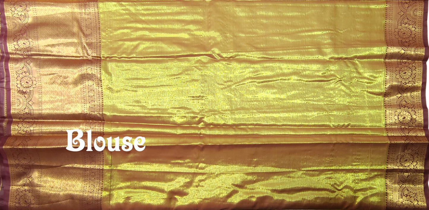 VFCollections Women's Kanchipuram Silk Pure Pattu Sarees With Blouse (Vfc269-4), Multi