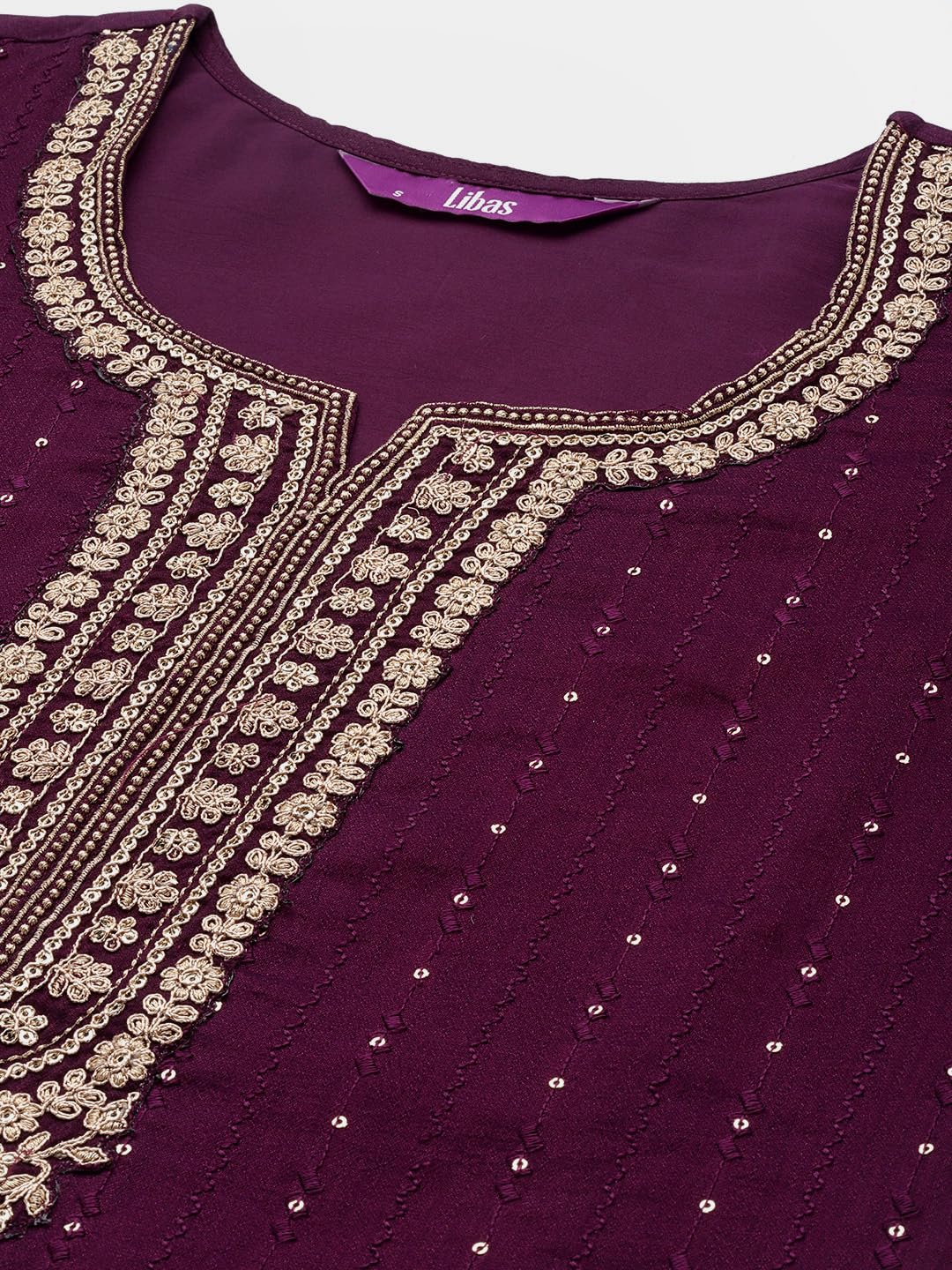 Libas Women's Silk Blend Kurta Sets (33416O_Purple