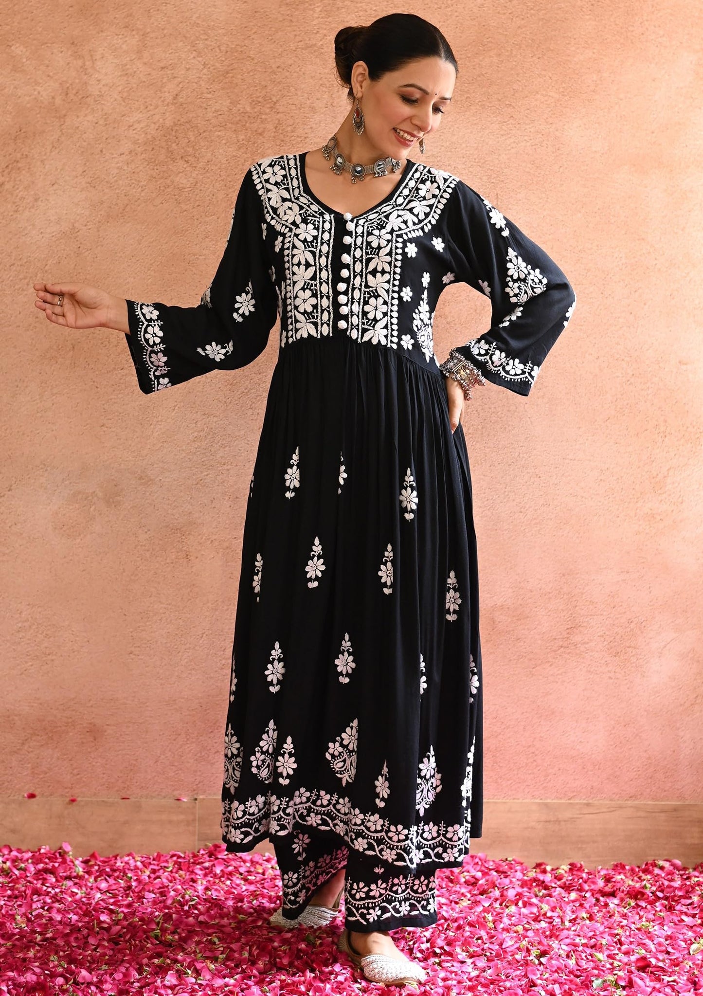 House of Chikankari Gulnar Modal Anarkali Set |Chikankari | Chikankari Kurta Set Lucknowi Chikankari Kurta Sets for Women (WL085-3XL)