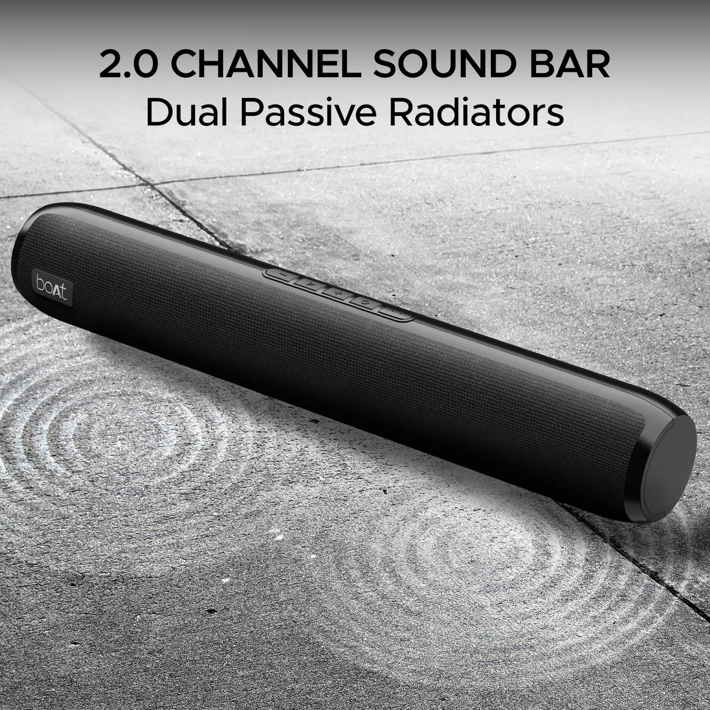 boAt Aavante Bar 610, 25W Signature Sound, 2.0 CH with Dual Passive Radiators, 7 HRS Battery, Sleek Design, Multi Connectivity, Bluetooth Sound Bar, Soundbar Speaker (Charcoal Black)