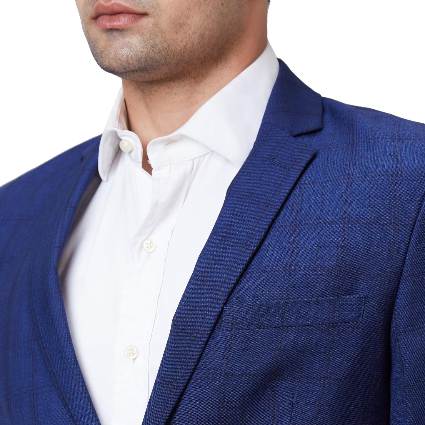 Park Avenue Men Super Slim Fit Twill Pattern Terry Rayon Blend Narrow Collar Flat Front Formal Suit (Size: 100)-PMDP04568-B8 Dark Blue