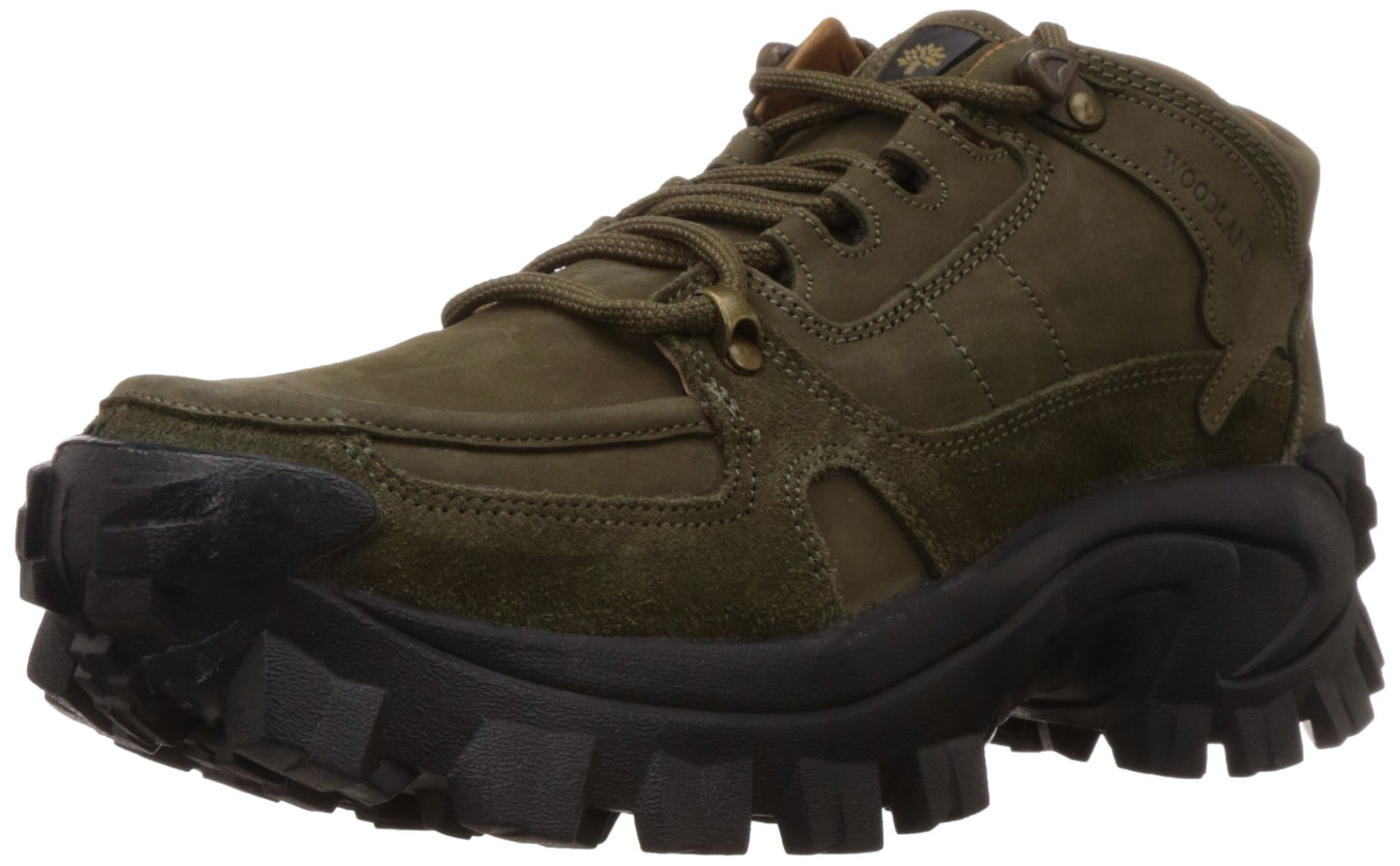 Woodland Men's Olive Leather Sneakers - 8 UK/India (42 EU)