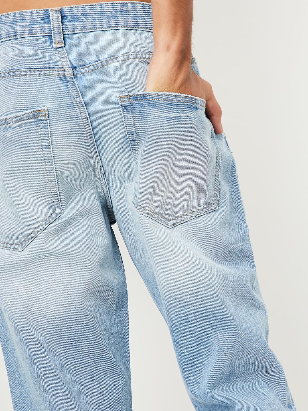 Max Men Washed Distressed Straight Fit Jeans, Blue, 28