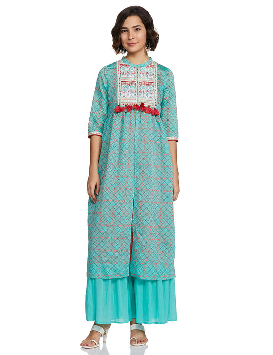 Aurelia Women's Synthetic Salwar Suit Set (18AUD10750-62809_Green_X-Small)