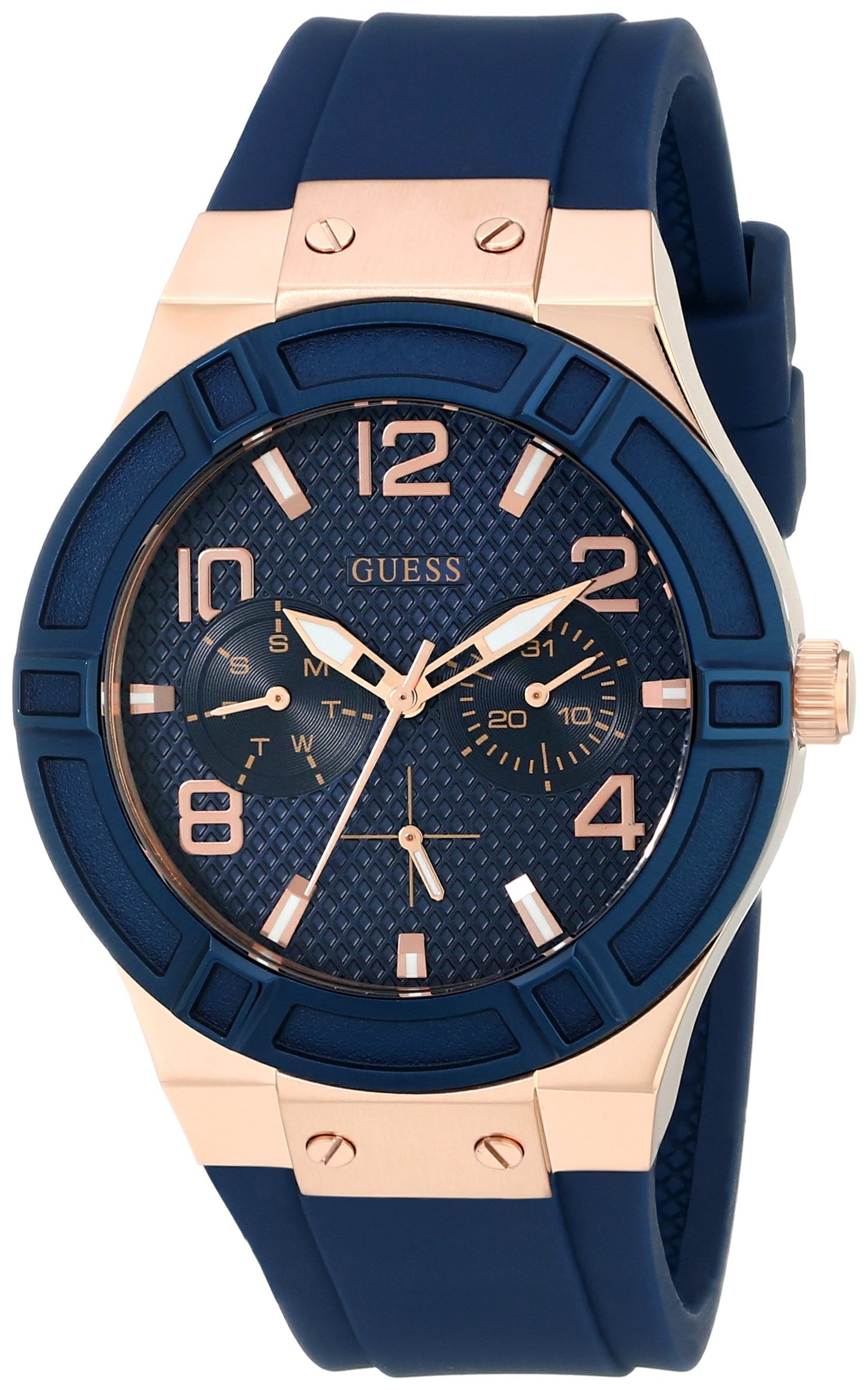 Guess Silicone Rigor Analog Blue Dial Women Watch-U0571L1, Blue Band