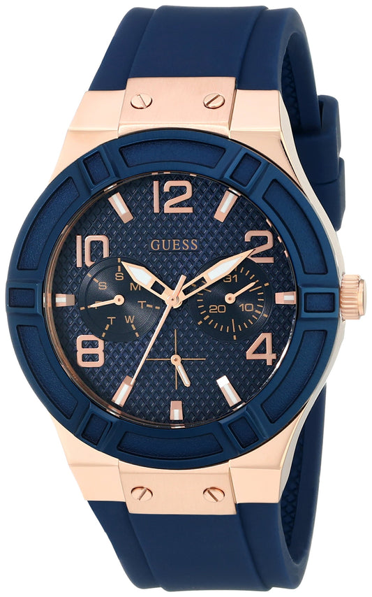 Guess Silicone Rigor Analog Blue Dial Women Watch-U0571L1, Blue Band