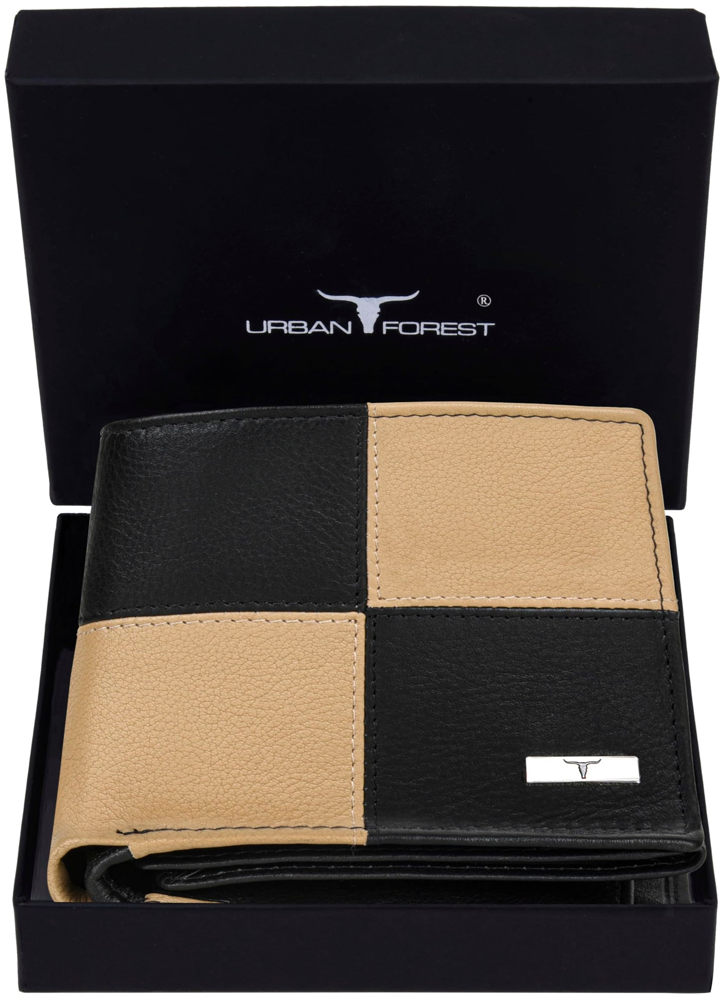 URBAN FOREST Chester Black/Beige Leather Wallet for Men