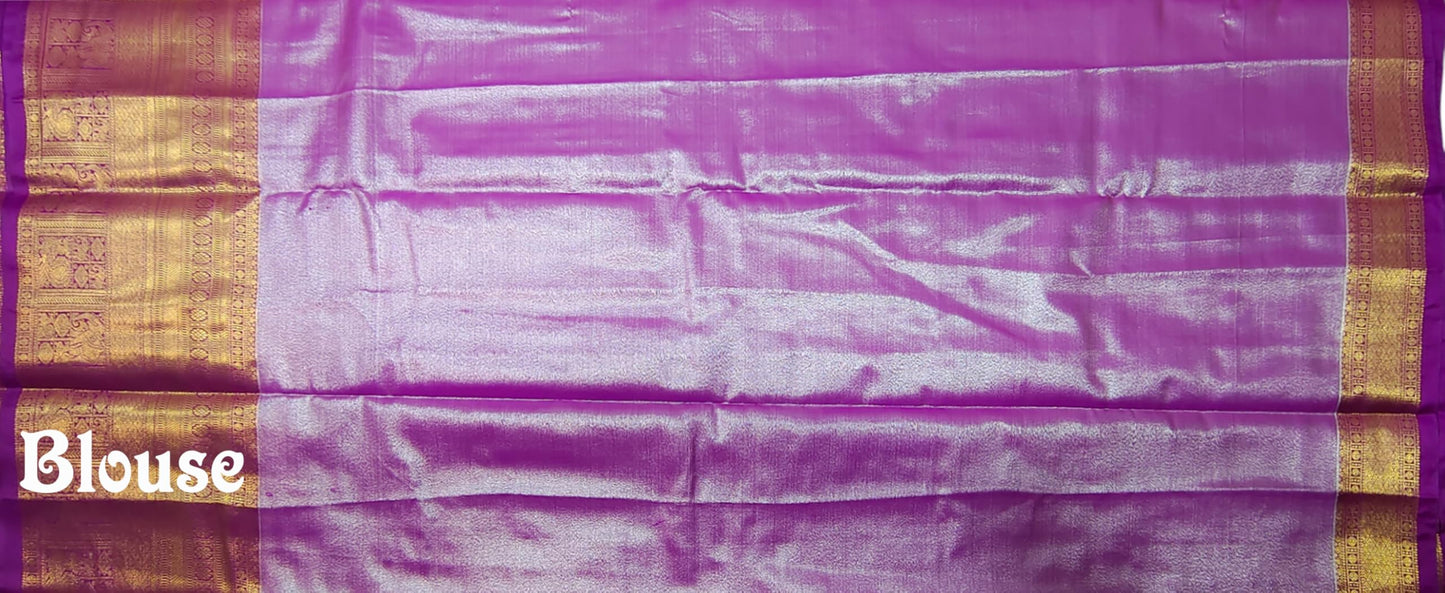 VFCollections Women's Kanchipuram Silk Pure Pattu Sarees With Blouse (VFC492-2)