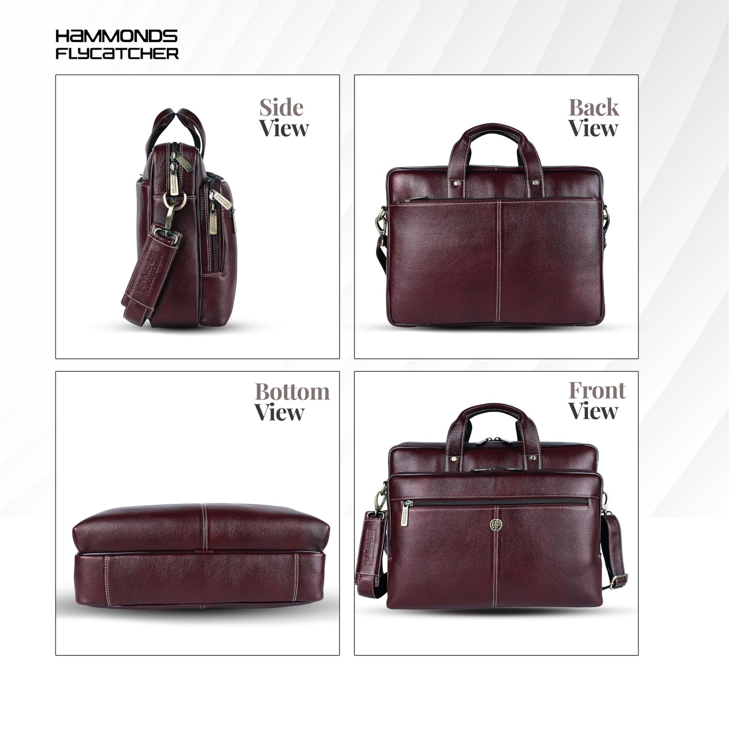 HAMMONDS FLYCATCHER Genuine Leather Office Bag for Men, Stylish 15.6 Inch Laptop Bag for Men, Multi Compartments, Adjustable Strap - 1 Year Warranty - Ideal for Office, Travel, Daily Use - Brown