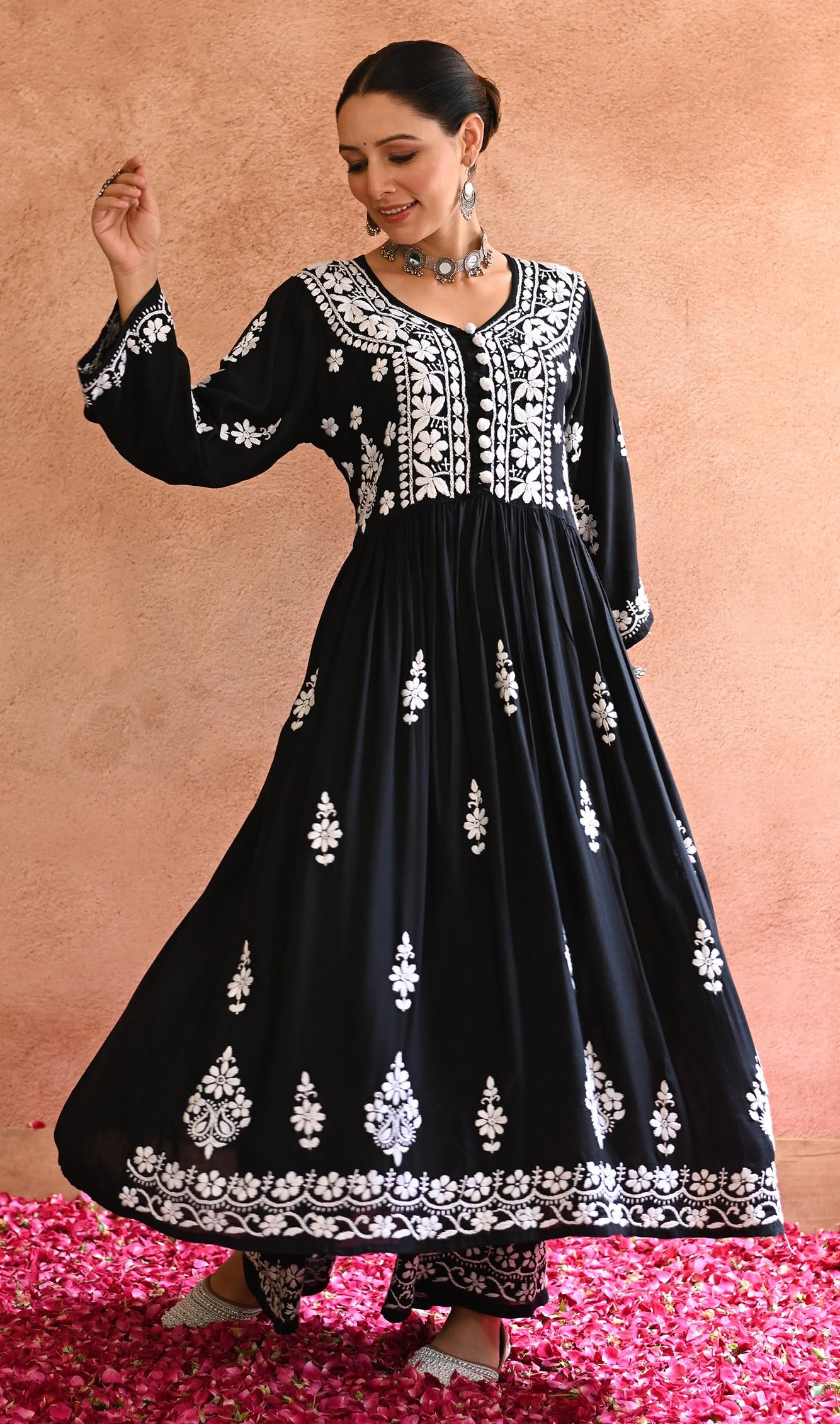 House of Chikankari Gulnar Modal Anarkali Set |Chikankari | Chikankari Kurta Set Lucknowi Chikankari Kurta Sets for Women (WL085-3XL)