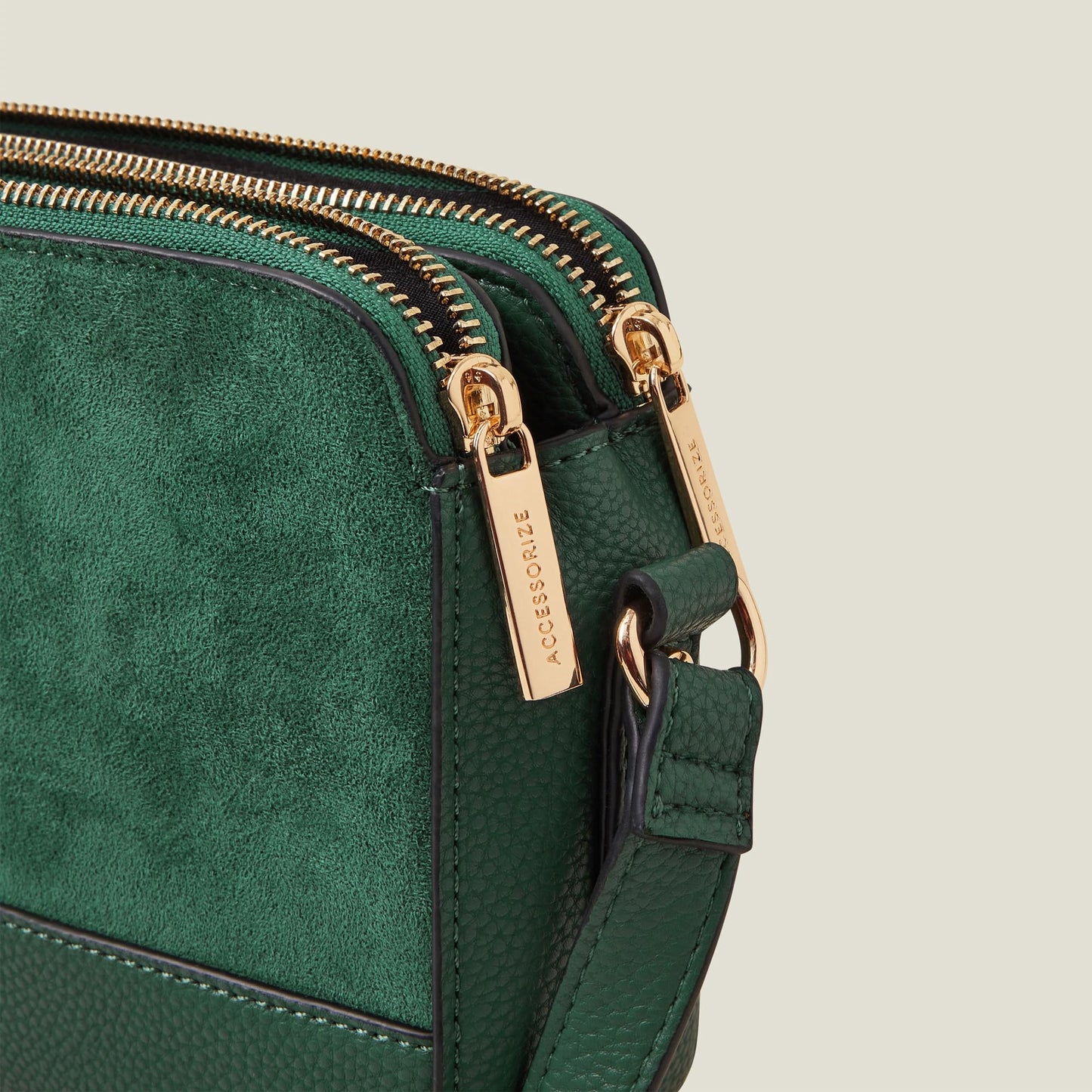 Accessorize London Women's Green Suede Sling Bag| crossbody bag for women stylish|Ladies Adjustable Strap sling bag |Shoulder bag for woman