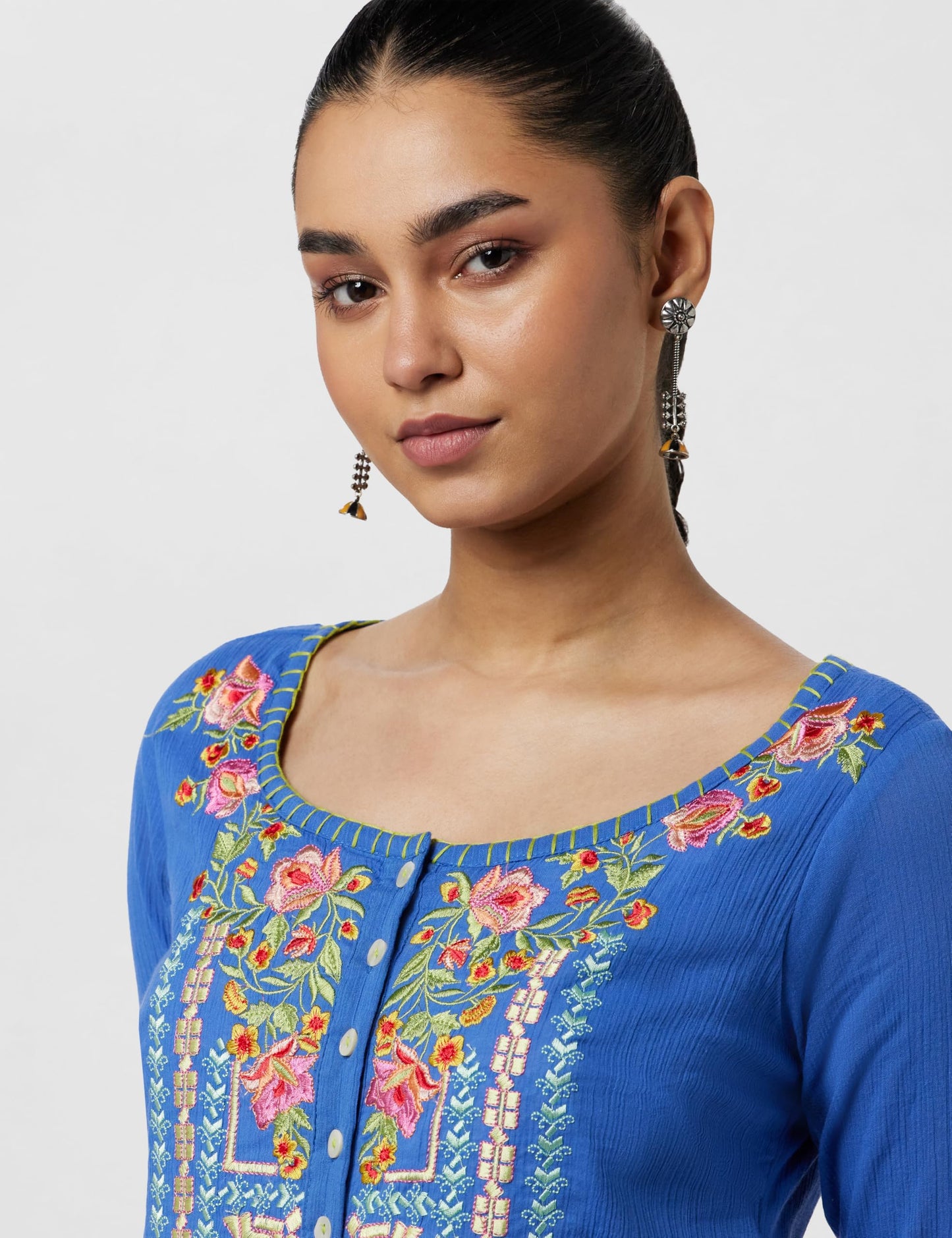 BIBA Women Cotton Straight Solid Kurta