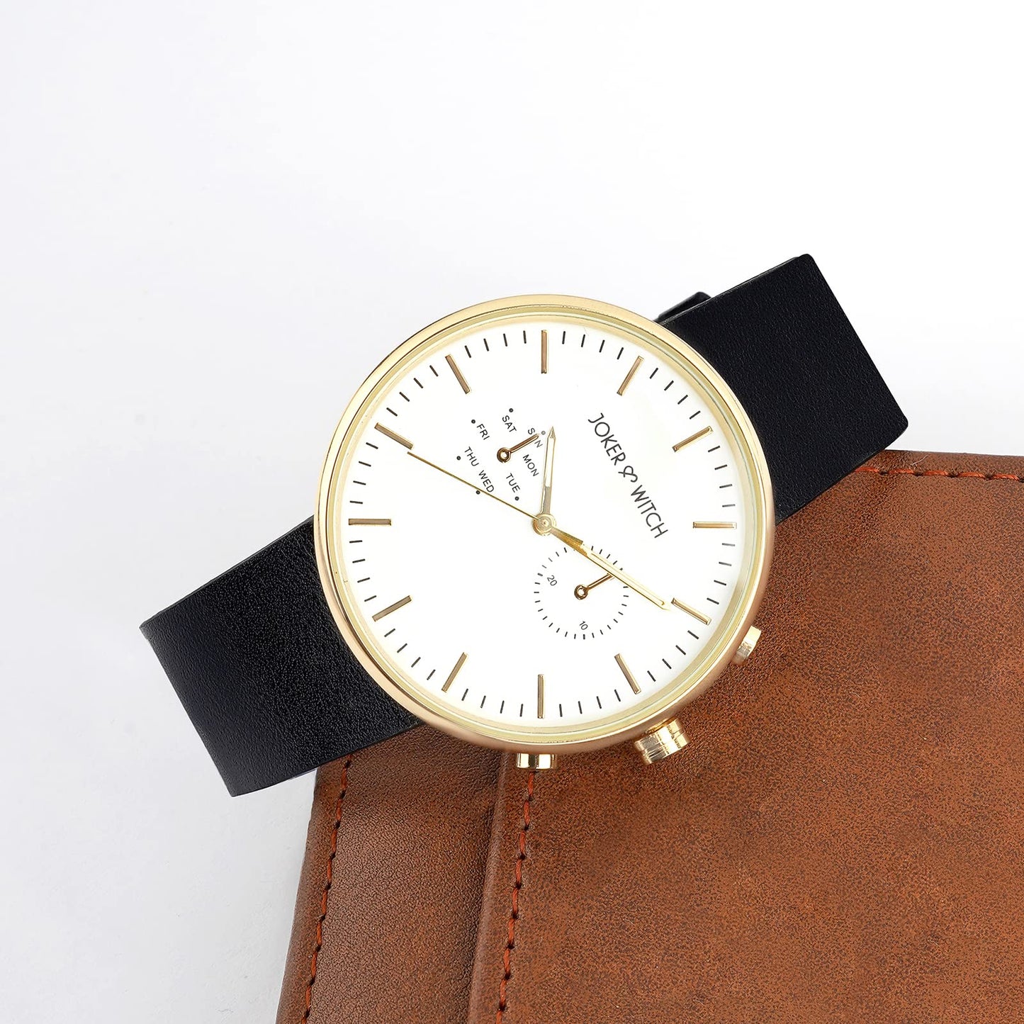 Joker & Witch Leather Miami White Dial Black Pu Analogue Watch For Men