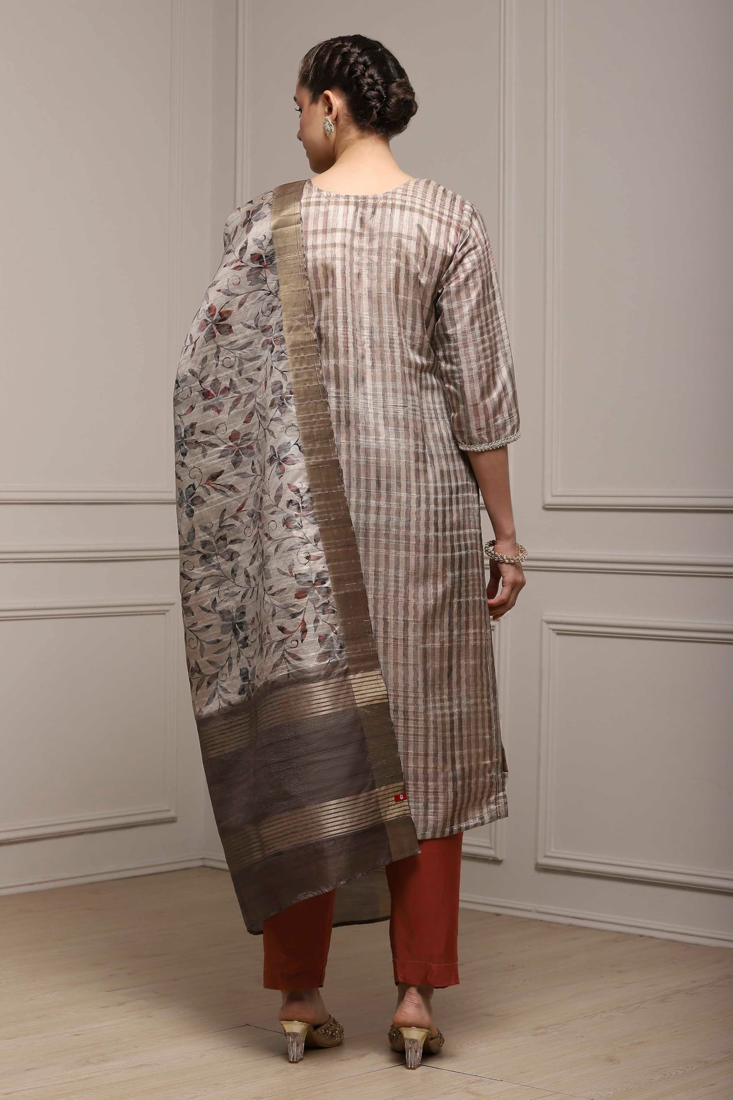 Biba Women Green Silk Blend Printed Unstitched Suit Set_FREE SIZE