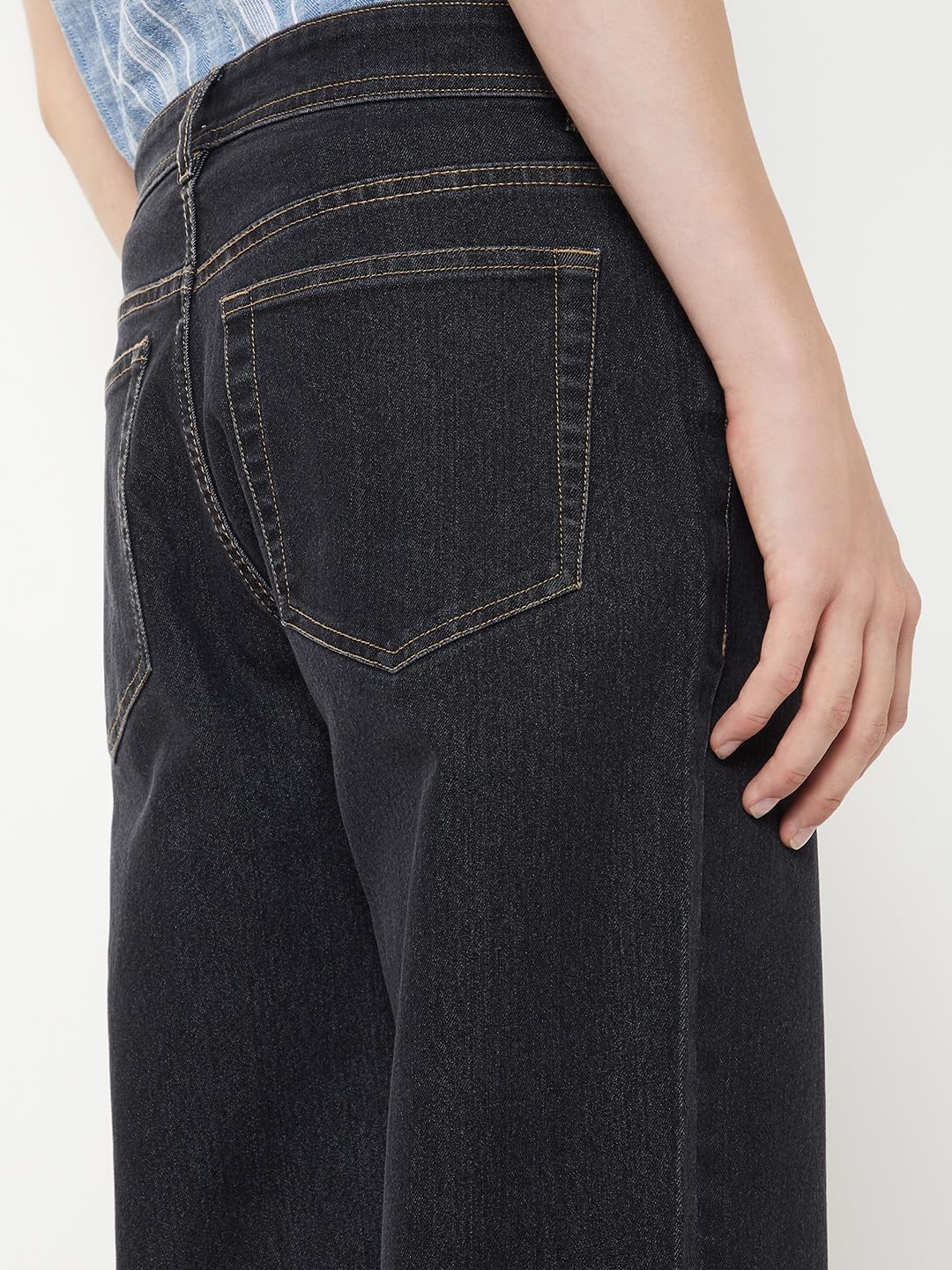Max Men Washed Straight Fit Jeans (Black_28)