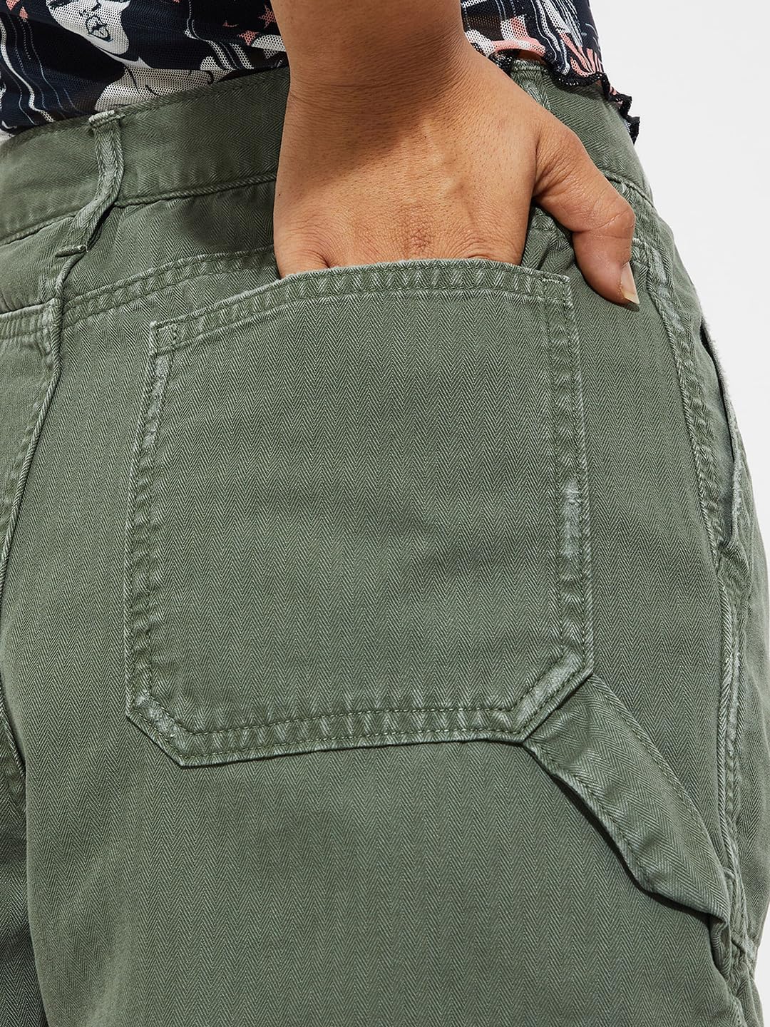 Max URB_N Women Solid Denim Shorts (Olive Green_32)