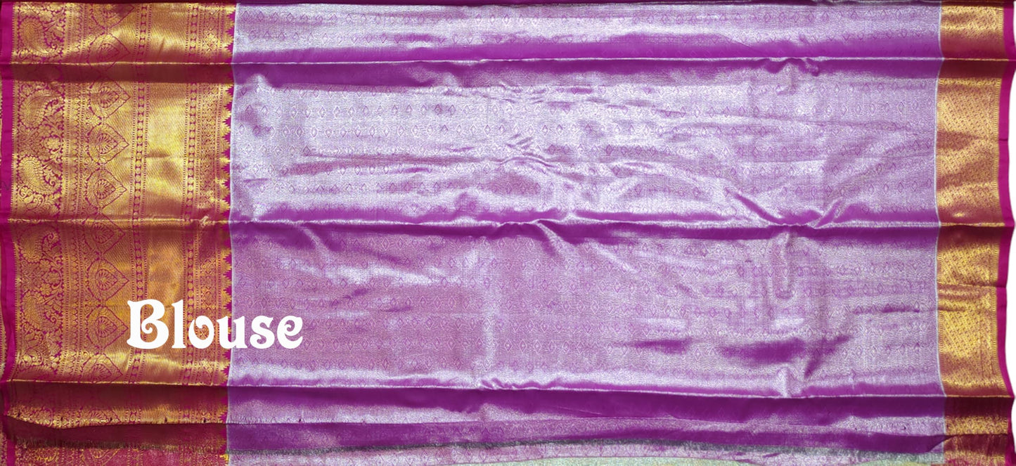 VFCollections Women's Kanchipuram Silk Pure Pattu Sarees With Blouse (VFC632-1)