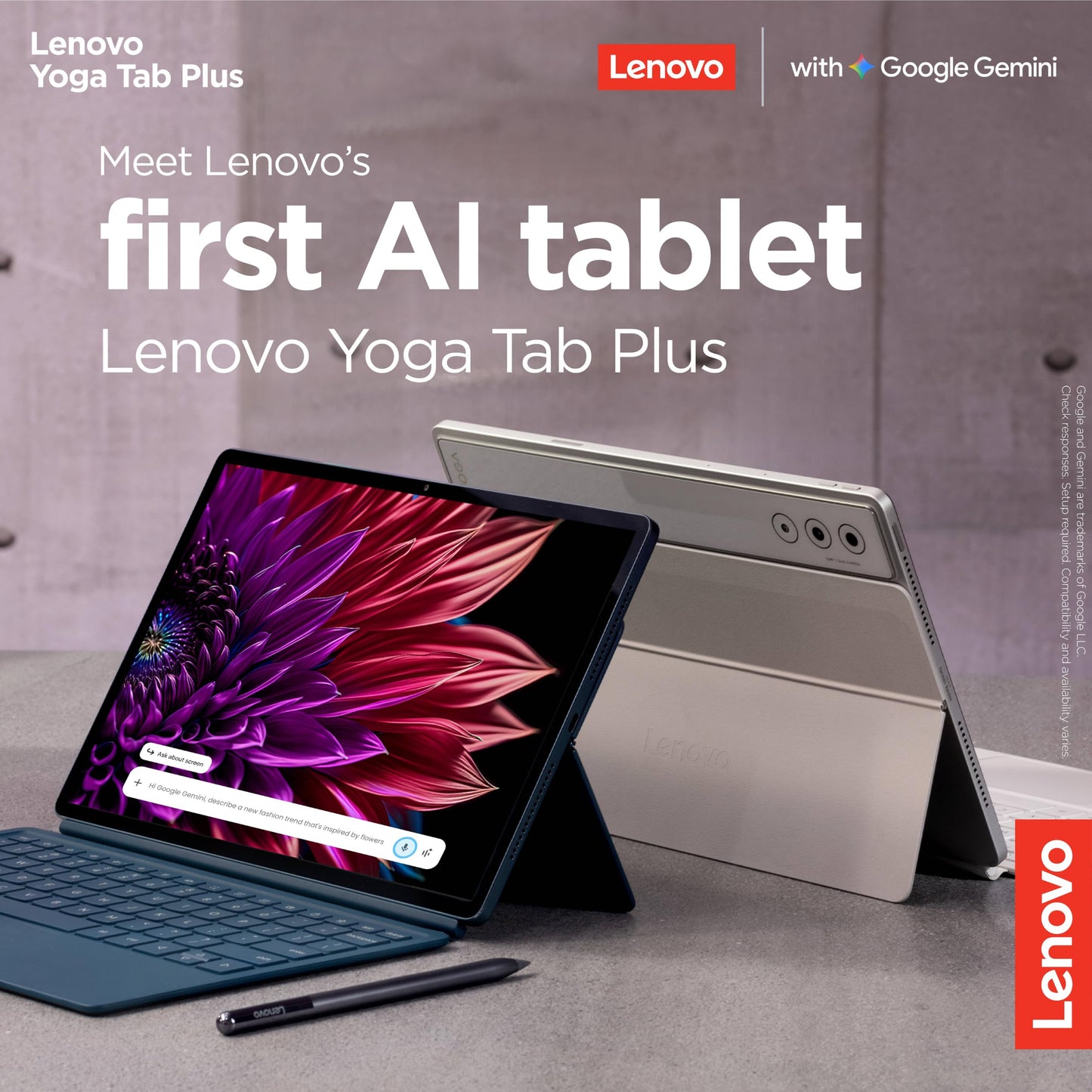 Lenovo Yoga Tab Plus Smartchoice AI Tablet with Pen + Keyboard |12.7" Display, 3K Resolution, 144 Hz|16GB RAM, 512GB ROM|Snapdragon 8 Gen 3|10200 mAh|6 Speakers|USB 3.0 with DP-Out|1Year ADP Free|Teal