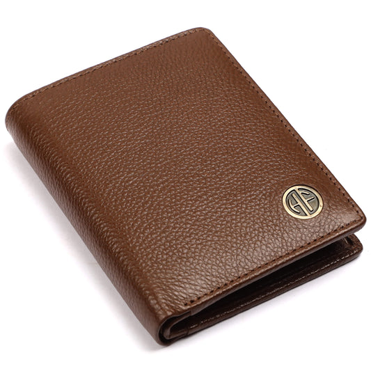 HAMMONDS FLYCATCHER Genuine Leather Wallet for Men, RFID Protected Leather Purse for Men, Money Purse for Men, Bi-Fold Wallet, 4 Card Slots, 3 ID Slots, Coin Pocket, Metal Snap Button - Brushwood