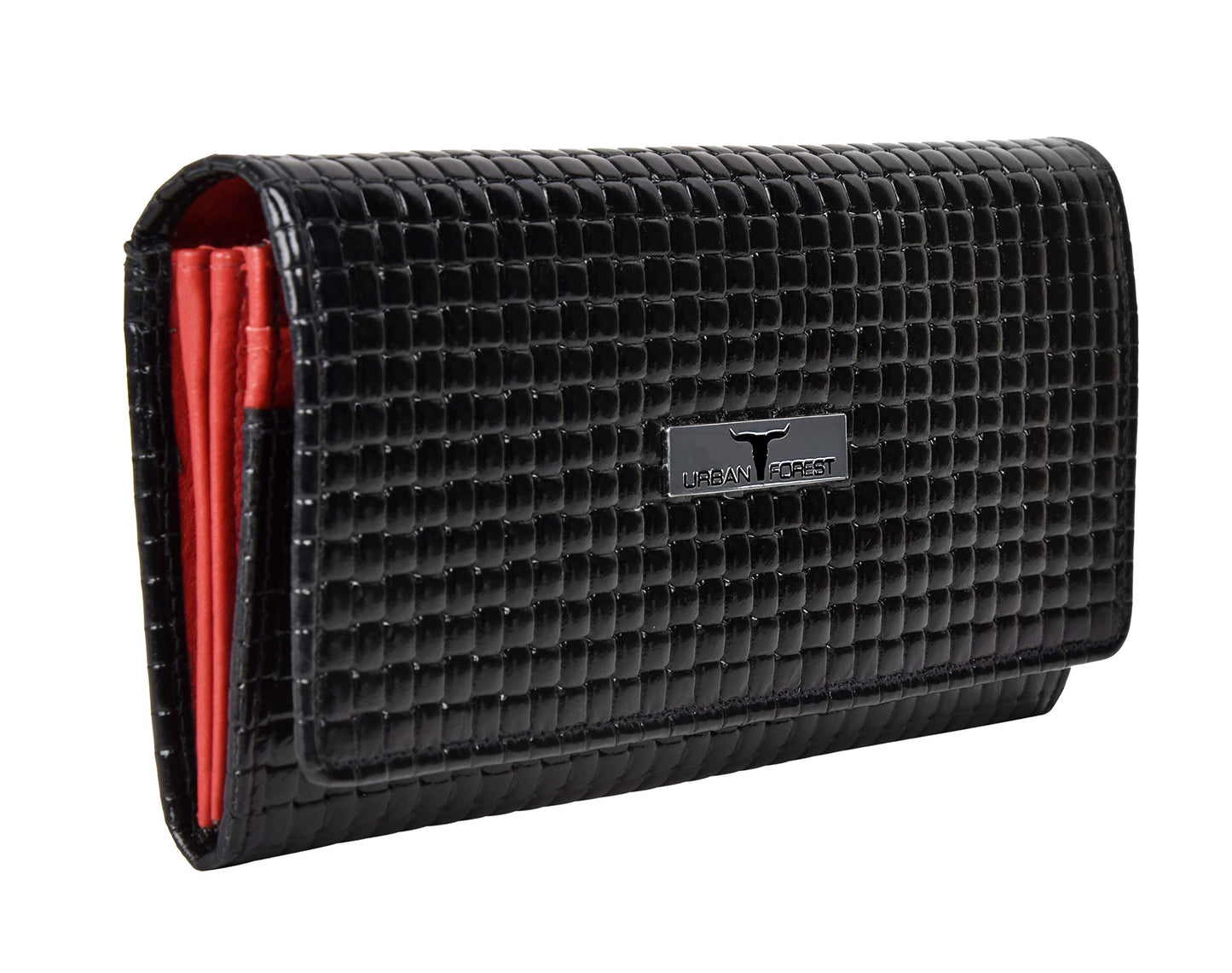 URBAN FOREST Sherry Printed Black & Red Leather Wallet for Women
