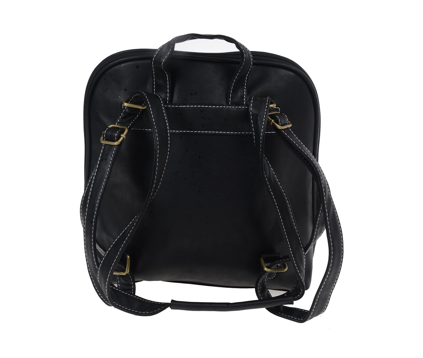 Artisan Crafted Leather Look Designer Handbag Backpack/Shoulder Bag (Black) with adjustable Straps For Women/Girls