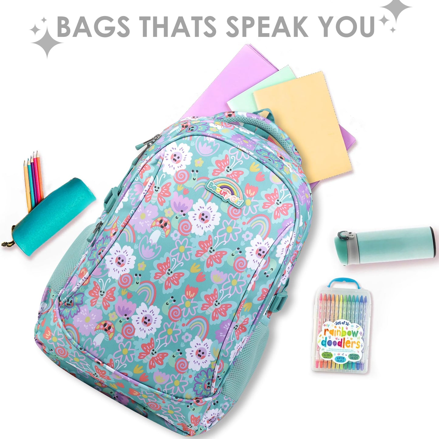 BEAUTY GIRLS BY HOTSHOT |SCHOOL BAG|TUTION BAG|COLLEGE BACKPACK|FOR GIRLS & WOMEN|18.5 INCH|32 L WATER RESISTANT |SCHOOL BAG FOR GIRLS