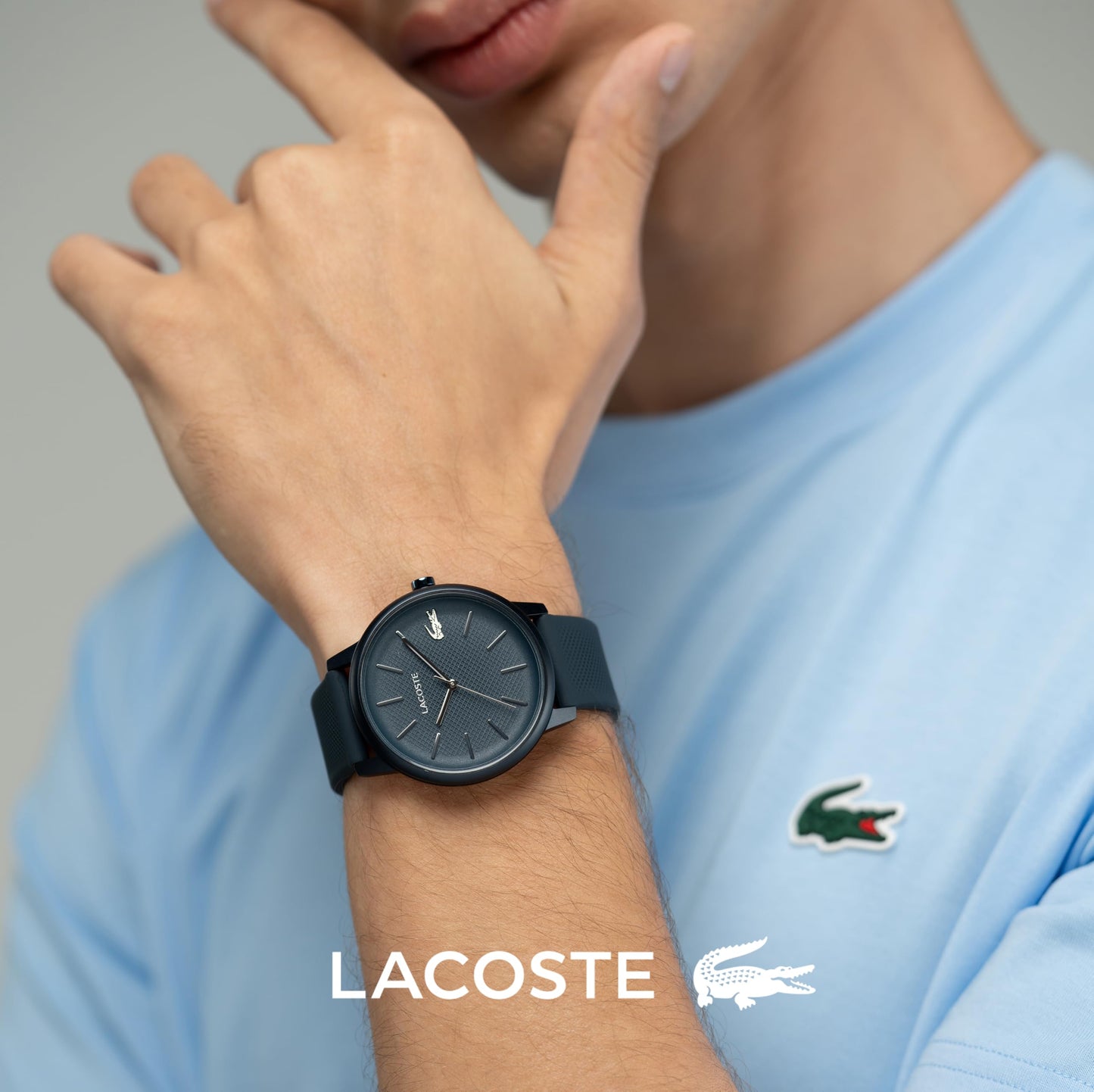 Lacoste Lacoste.12.12 Move Qtz Basic Blue Round Dial Men's Watch|Blue Silicone Material|Multi Color Band - 2011241