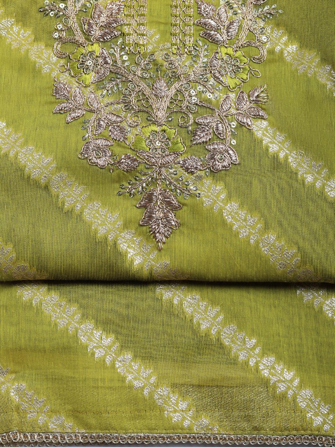 Meena Bazaar Printed Cotton Unstitched Kurta with Bottom & Dupatta