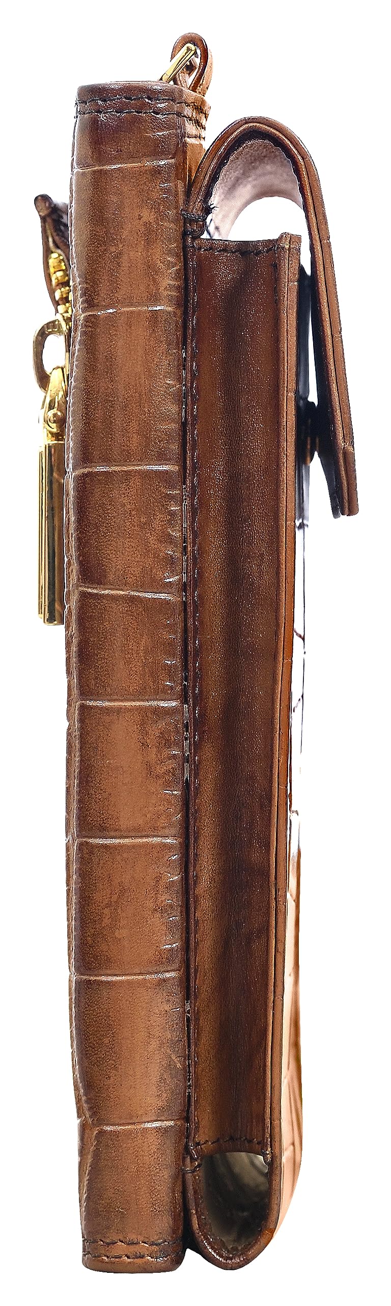 eske Noah - Wristlet - Genuine Quilted Leather - Holds Cards, Coins and Bills - Compact Design - Pockets for Everyday Use - Travel Friendly - Water Resistant - for Women (Britishtan Print)