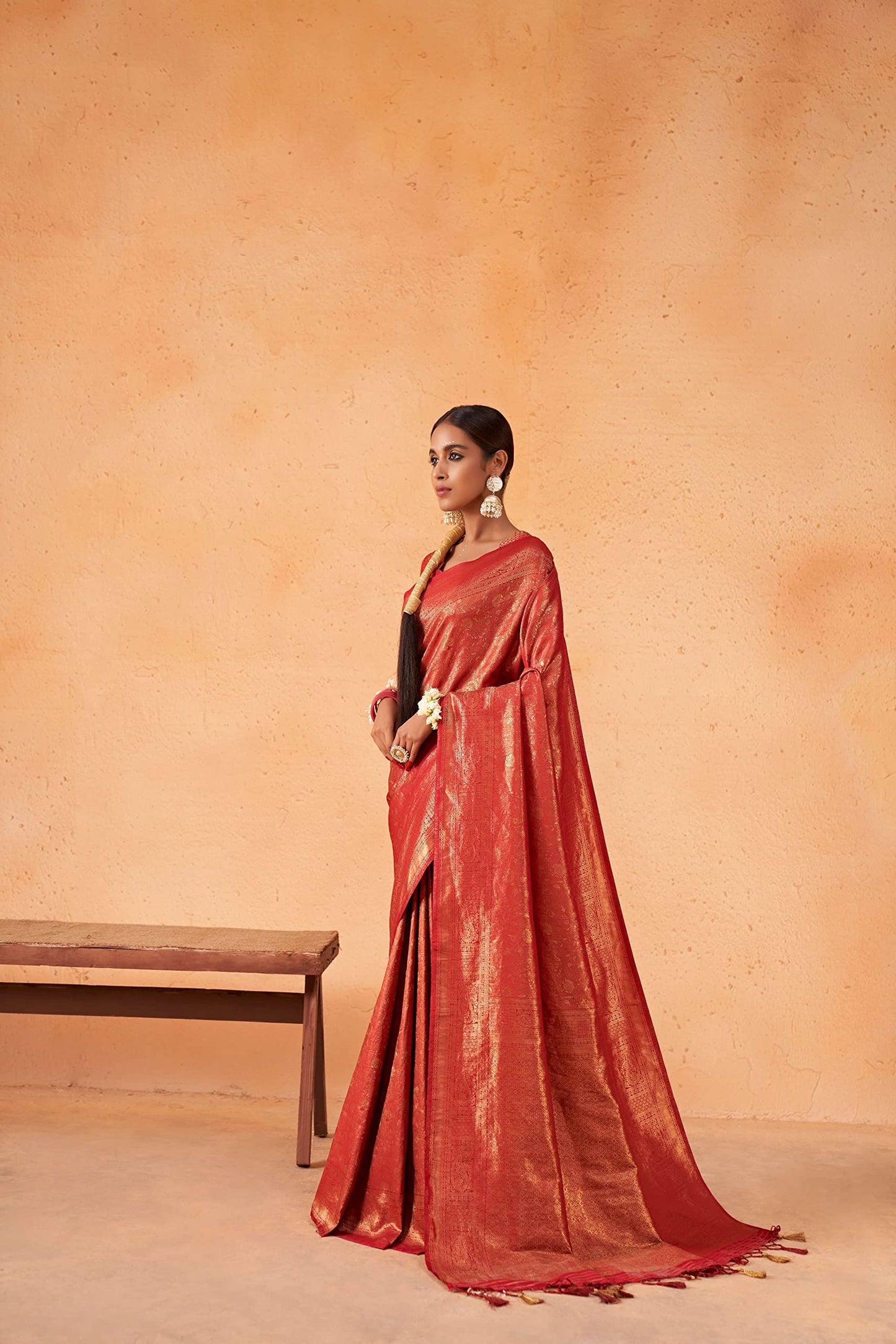 Vardha Women's Kanchipuram Art Silk Saree with Unstitched Blouse Piece - Tissue Zari Woven Work Sarees for Wedding (Ayanti Silk_513)