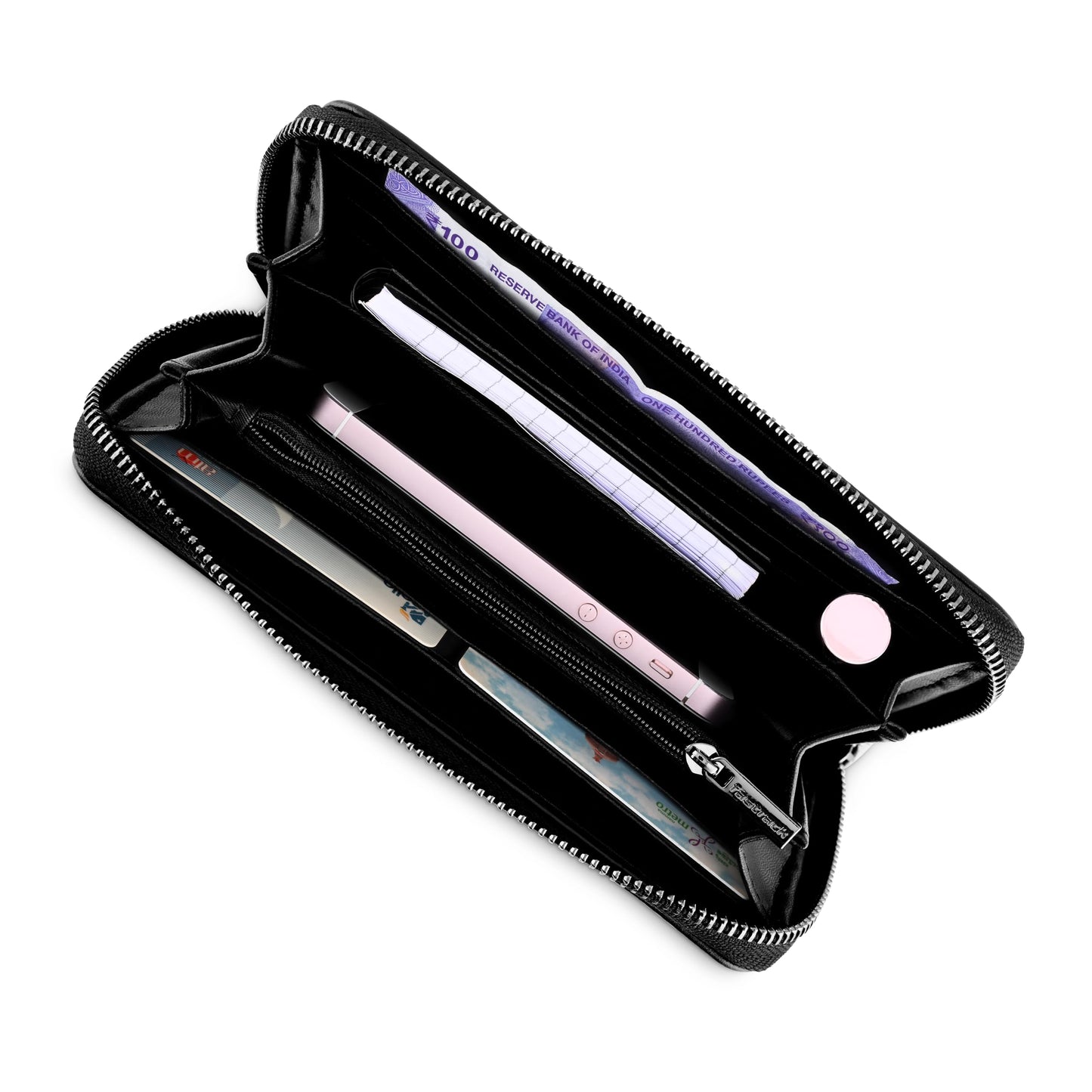 Fastrack Women Zipper Casual Wallet with Multiple Card Slots | Made up of Premium Faux Leather | Wallet for Daily Casual Use