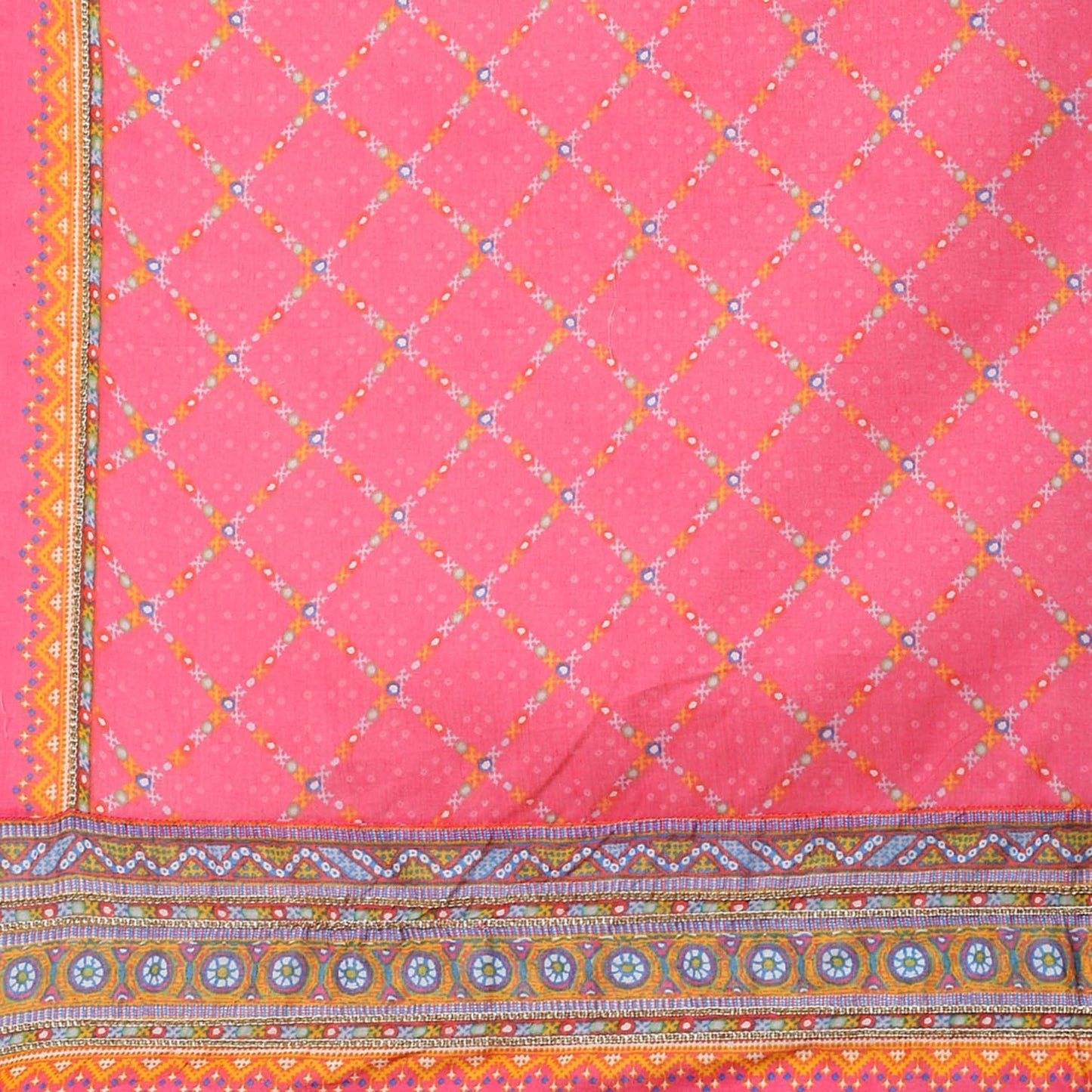 BIBA Women's Cotton PRINTED STRAIGHT KURTA SALWAR KURTA DUPATTA(SKDINDIE BOHO9454_FUCHSIA_38), Straight Fit, XL