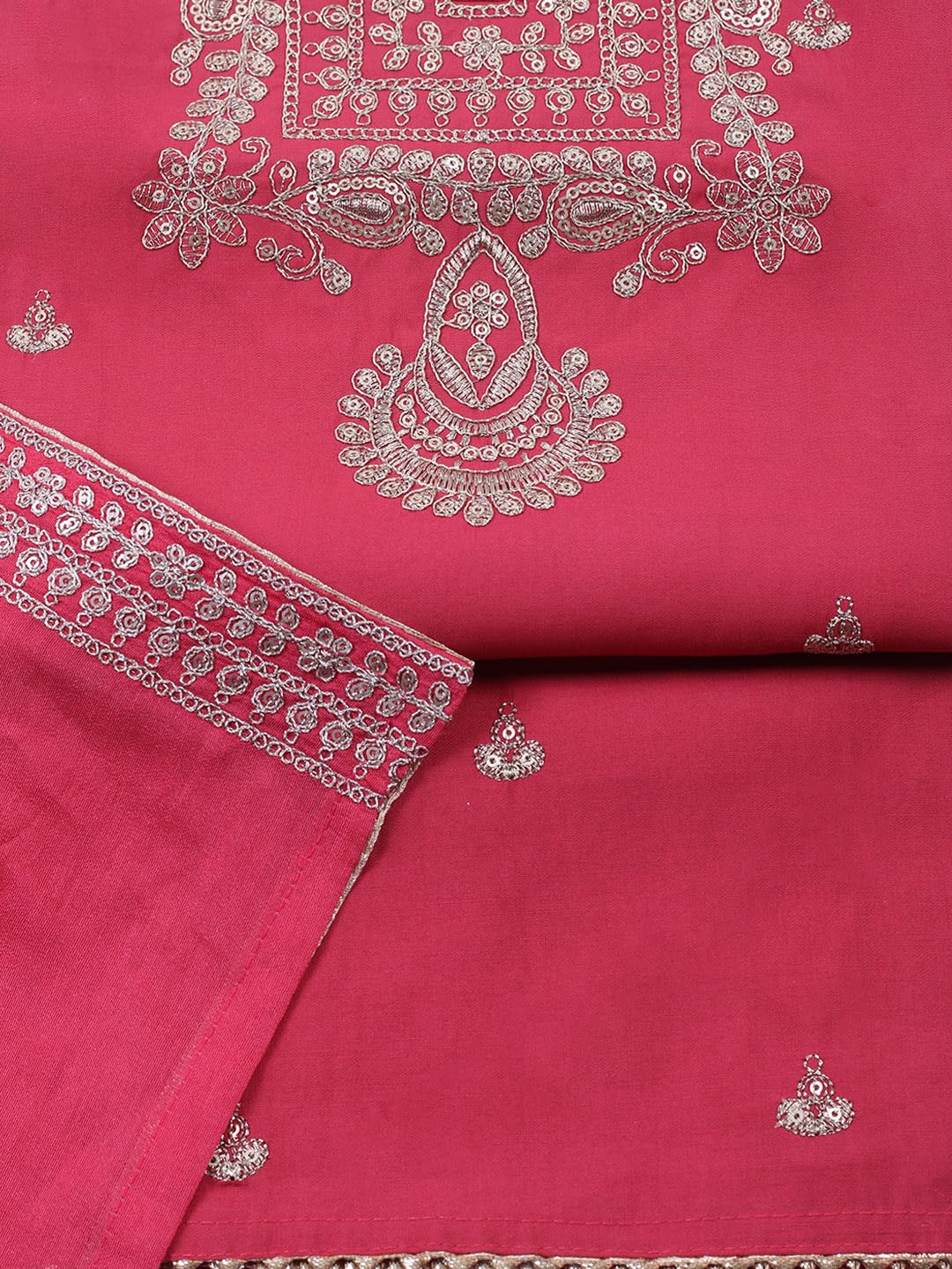 Meena Bazaar Printed Cotton Unstitched Kurta with Bottom & Dupatta