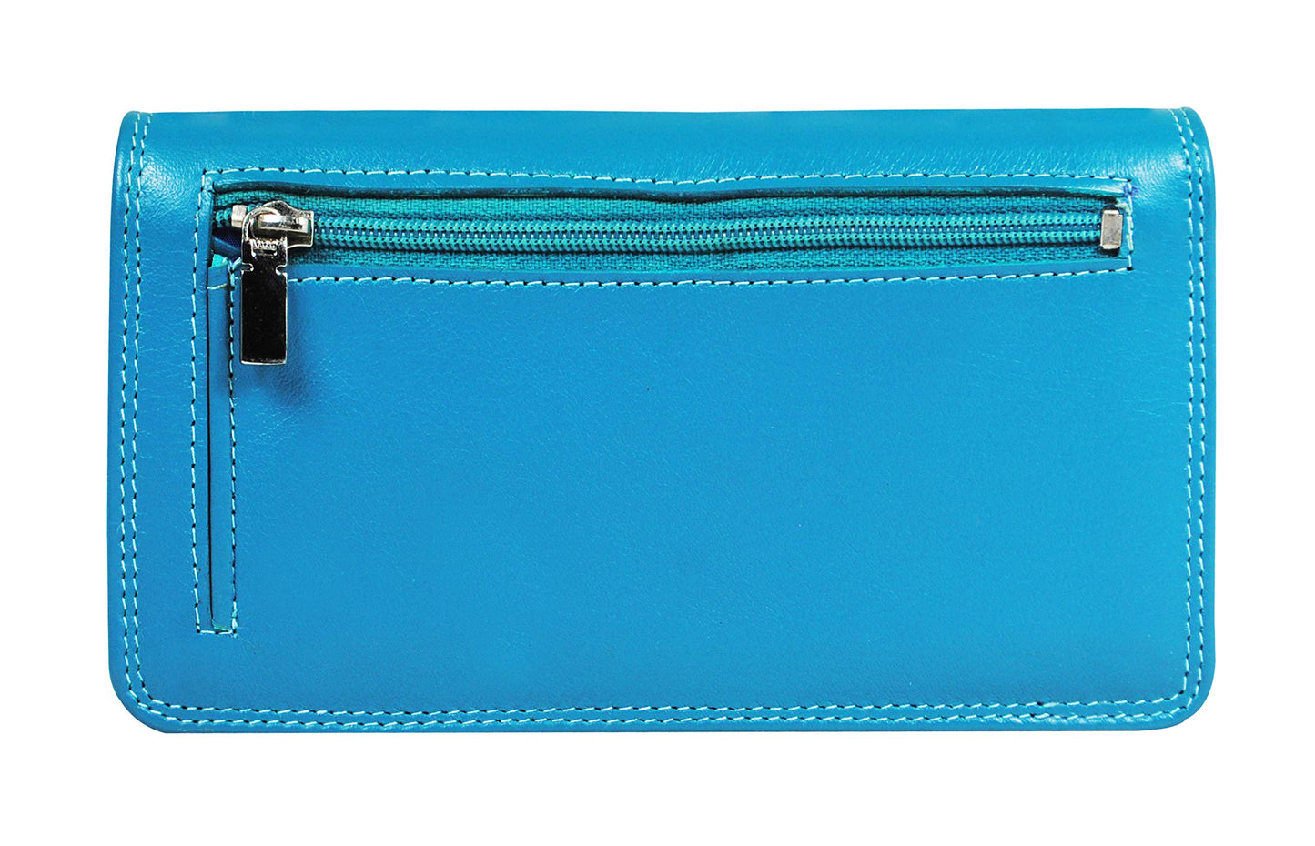 Genuine Leather Clutch Wallet for Women and Girls-Long Purse Wallet with Multiple Card Slots,Zip Pocket and Note Compartment-Red Multi Women Wallet by Calfnero (Tork-Multi)