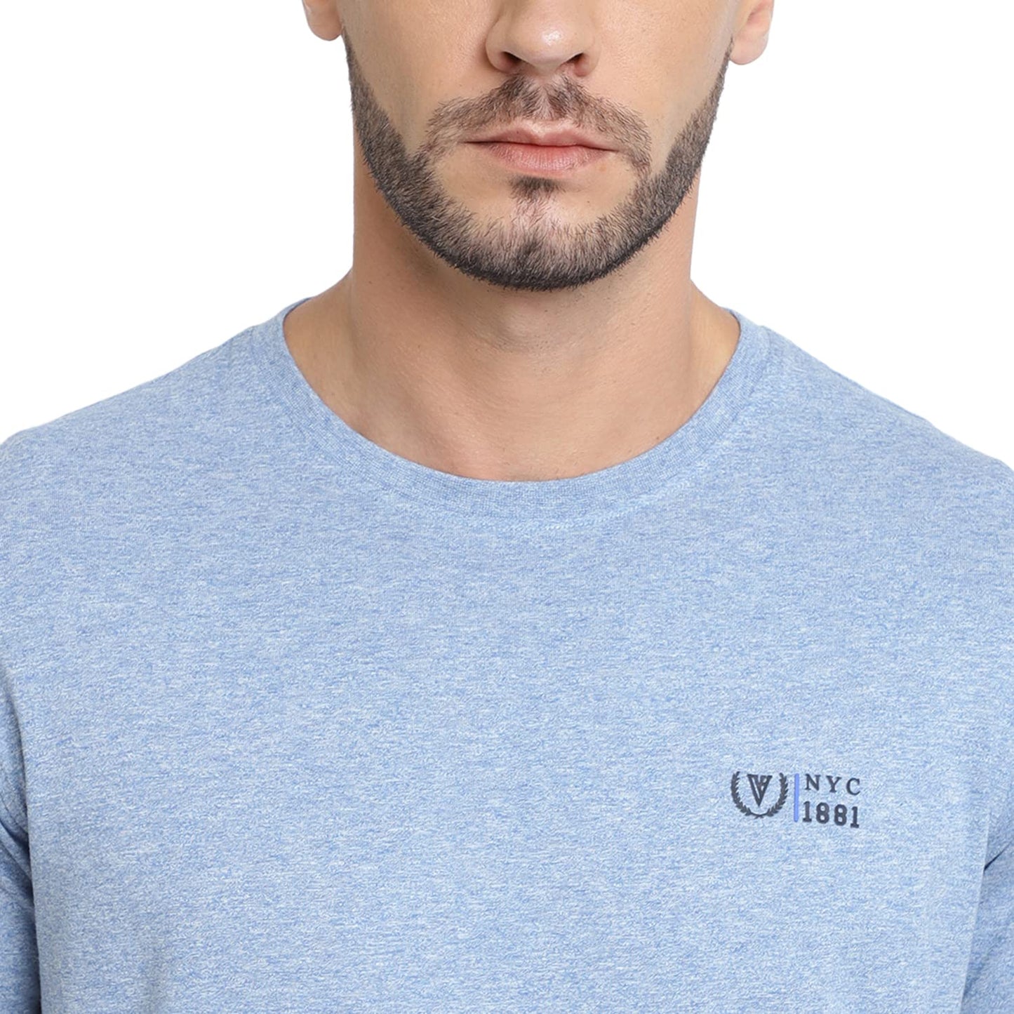 Van Heusen Men's Cotton Sport Crew Neck Regular Fit T-Shirt - Short Sleeve, Ultra Soft_70018_Sky Blue_XL