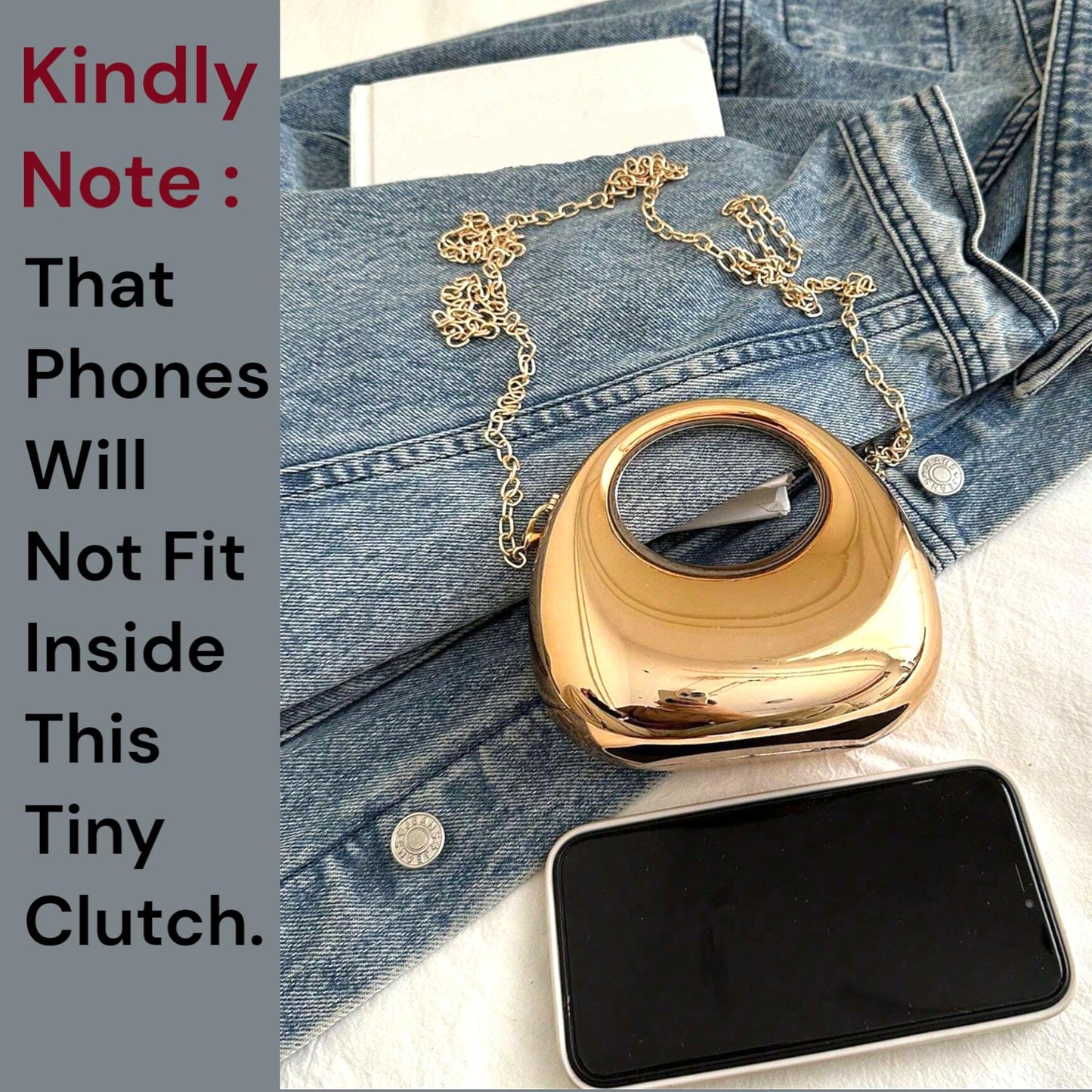 MOON -shaped Acrylic Women's Crossbody Sling Bag – Gold-tone Pleated Metallic Mini Clutch Purse, Fashion Versatile Shoulder Evening Handbag , Ladies Lipstick Case, Affordable Gift For Girls (GOLDEN)