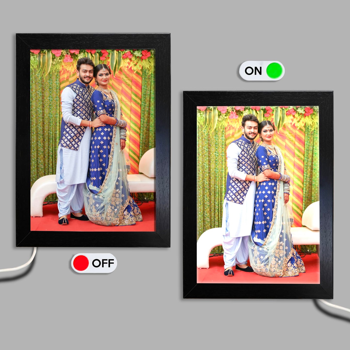 Nexaprint Customized LED Rectangular Photo Frame with 12X18 Inch Photo Upload Your Photo LED Adapter Included Wall Mounting 1mm Non-Breakable Acrylic Protection Gift Black