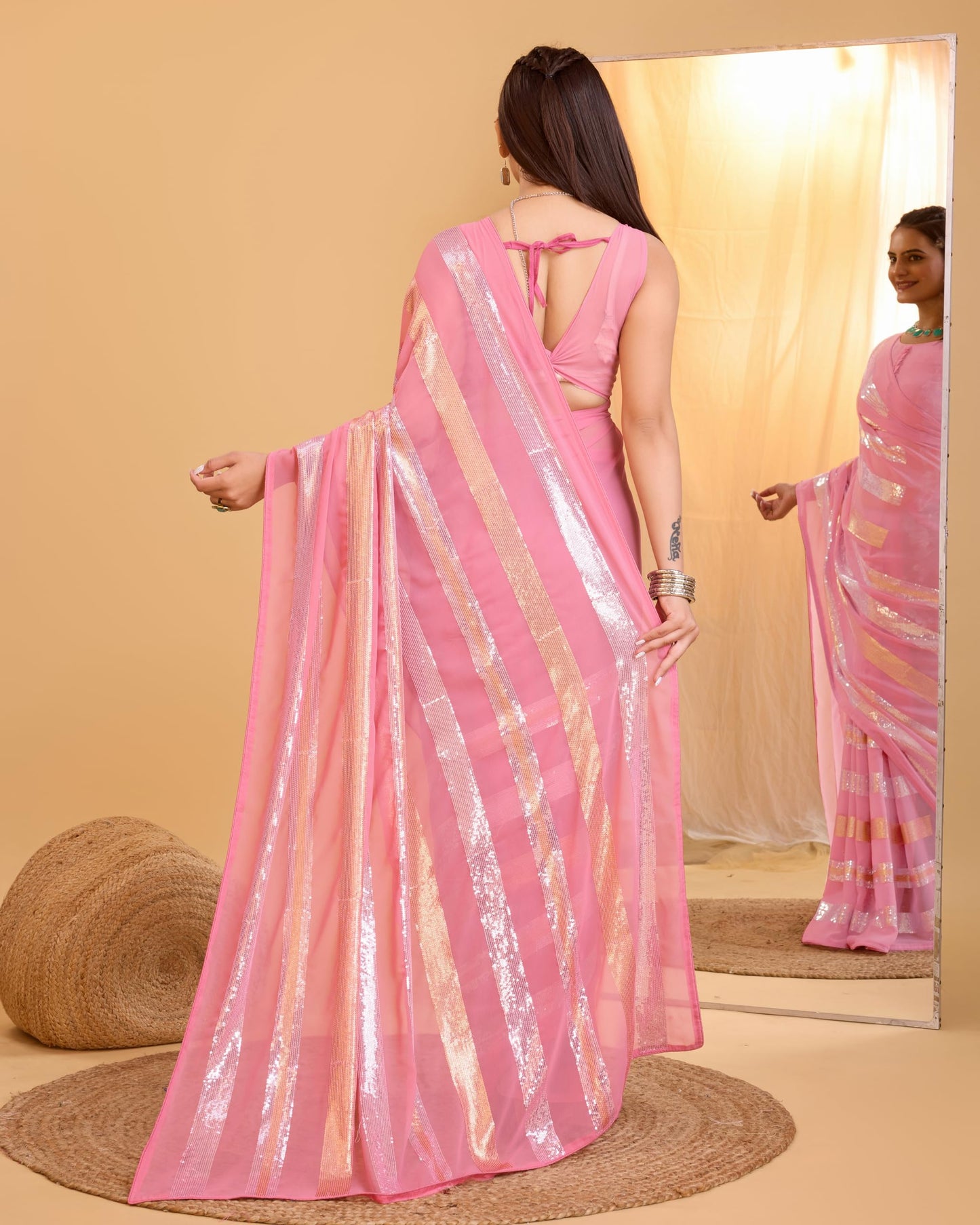Ekasya Women Soft Georgette Printed Ready to Wear Saree (E5635_1) - Nice Design, Elegant, Comfortable Fit, Perfect for Casual & Semi-Formal Occasions, Stylish & Easy to Wear Saree E2070_6