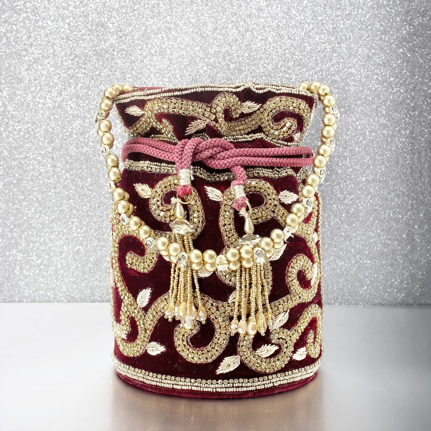 Peora Potli Bags for Women Evening Bag Clutch Ethnic Bride Purse with Drawstring (P64M)